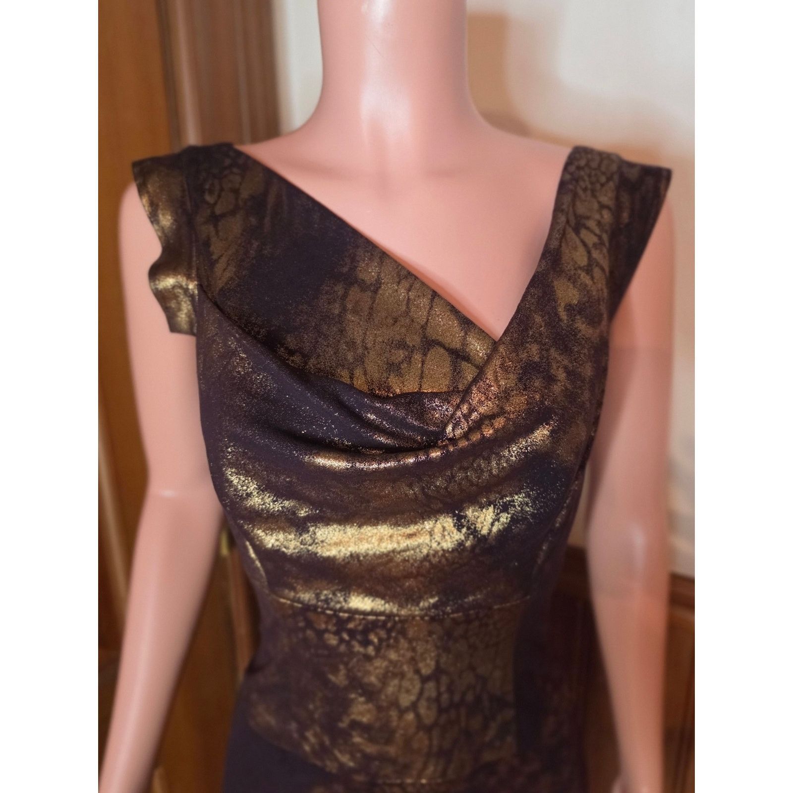 Black Halo Black Halo Metallic Gold Purple Sueded Jackie O Mini Dress 4 Size S / US 4 / IT 40 - 5 Thumbnail