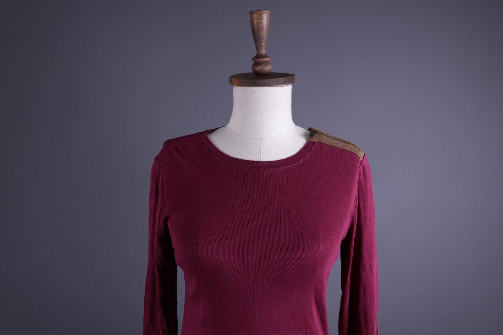 Designer Lauren Jeans Co. Ralph Lauren Burgundy Top Shirt Sz M Size M / US 6-8 / IT 42-44 - 2 Thumbnail
