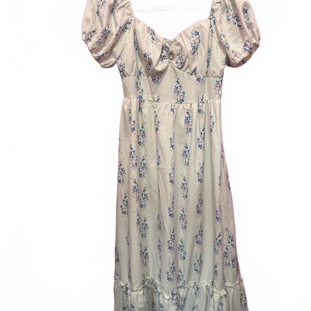 Designer Floral Print Puff Sleeve Maxi Dress Size S / US 4 / IT 40 - 1 Thumbnail
