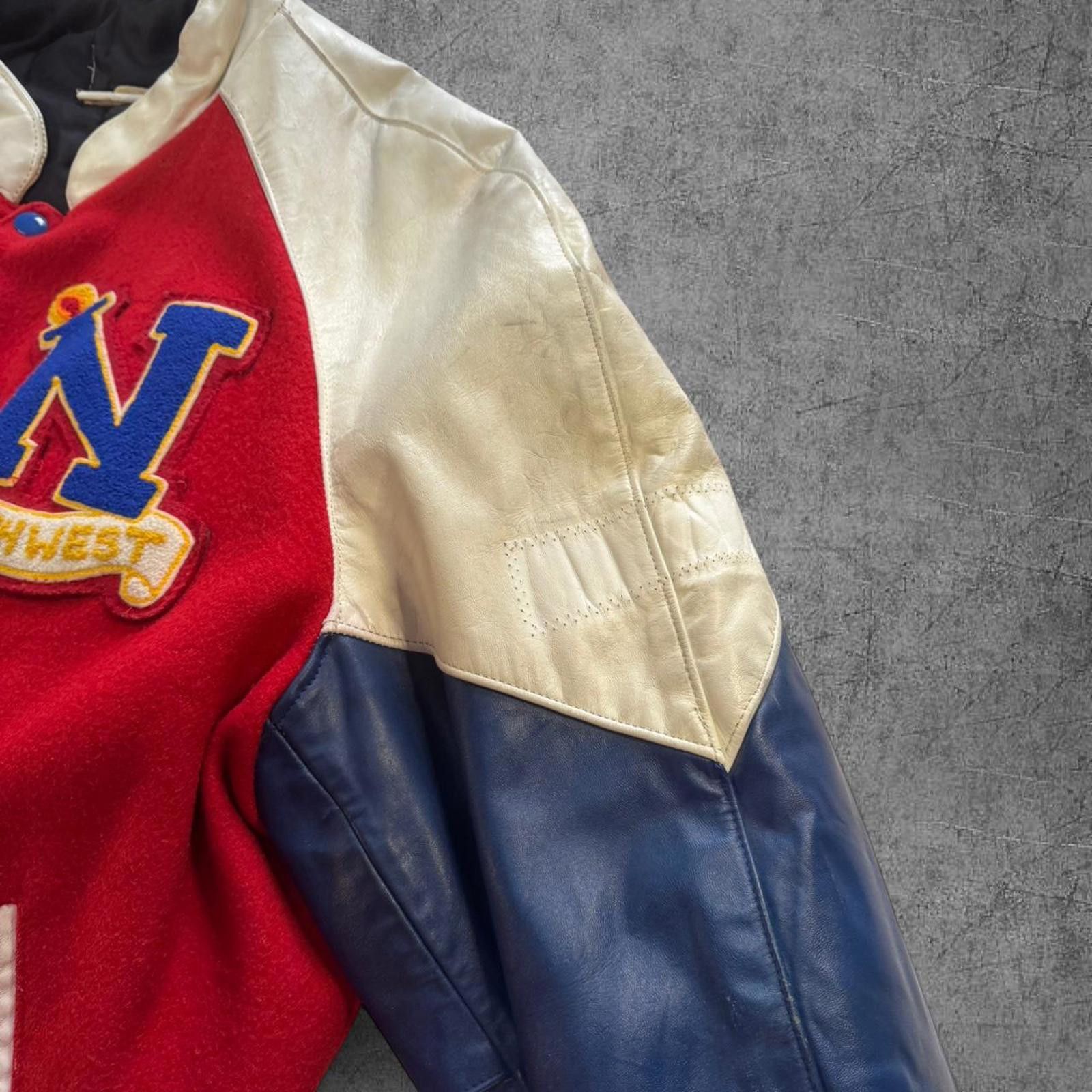 Vintage Vintage 80s Northwestern 2 Tone Leather Bomber Jacket Size US L / EU 52-54 / 3 - 4 Thumbnail