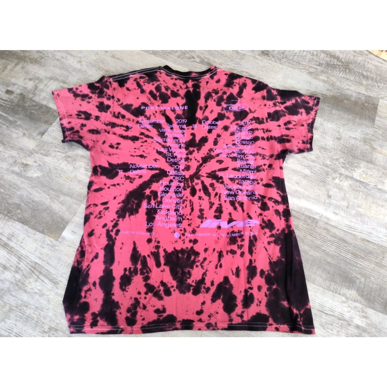 CO VINTAGE Post Malone Posty Co T-Shirt Hollywood Is Bleeding Tour Red Black Tie Dye Mens M Size US M / EU 48-50 / 2 - 7 Thumbnail