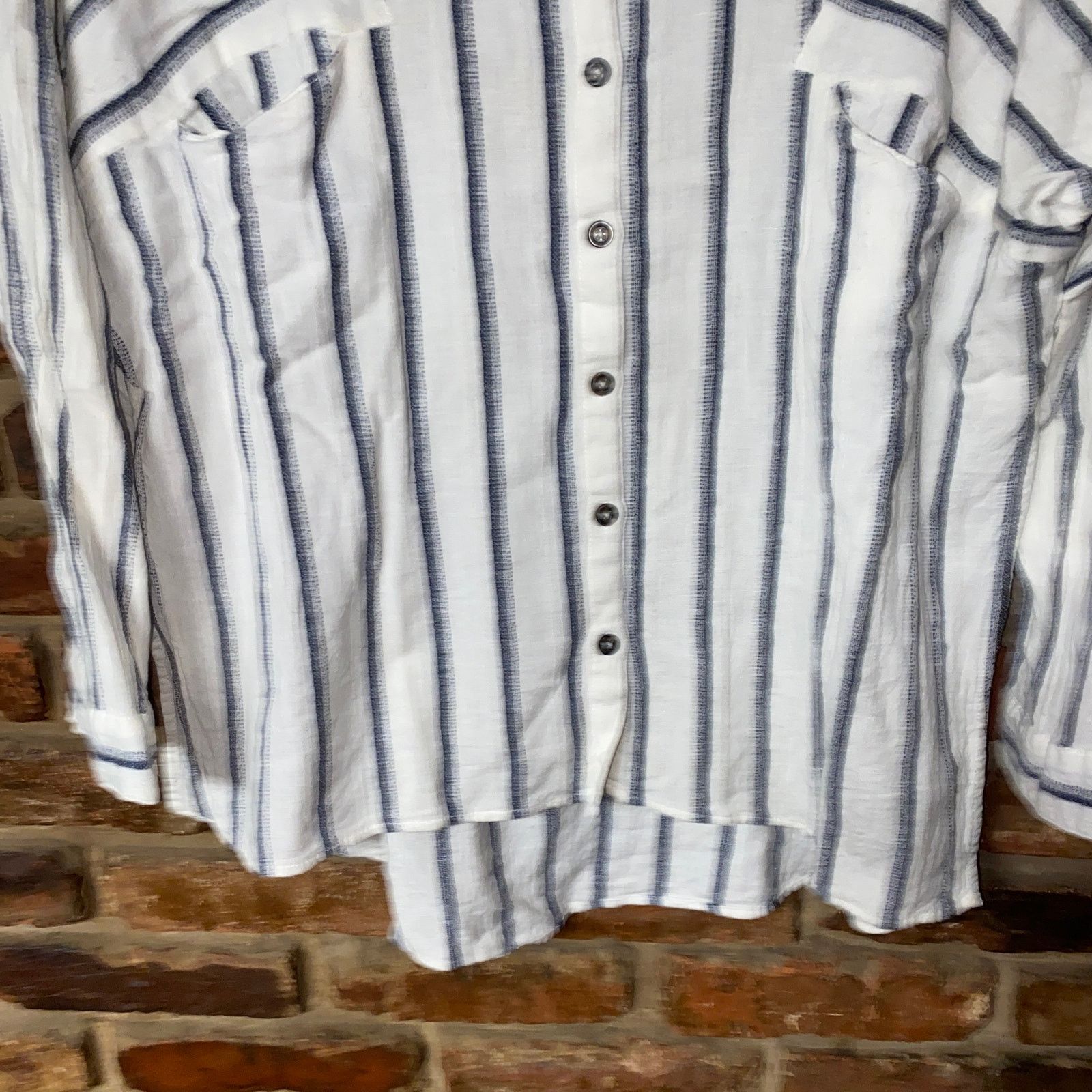 Topshop Topshop White Blue Striped Oversized Button Down Top US 4 Size S / US 4 / IT 40 - 4 Thumbnail