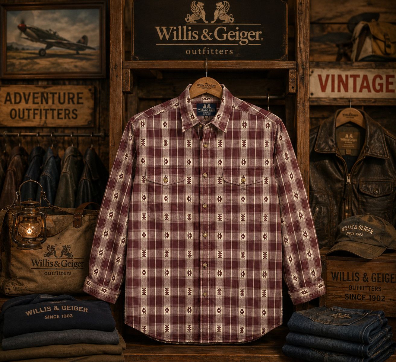 Vintage Vintage Willis & Geiger Plaid Flannel Shirt Size US L / EU 52-54 / 3 - 1 Thumbnail