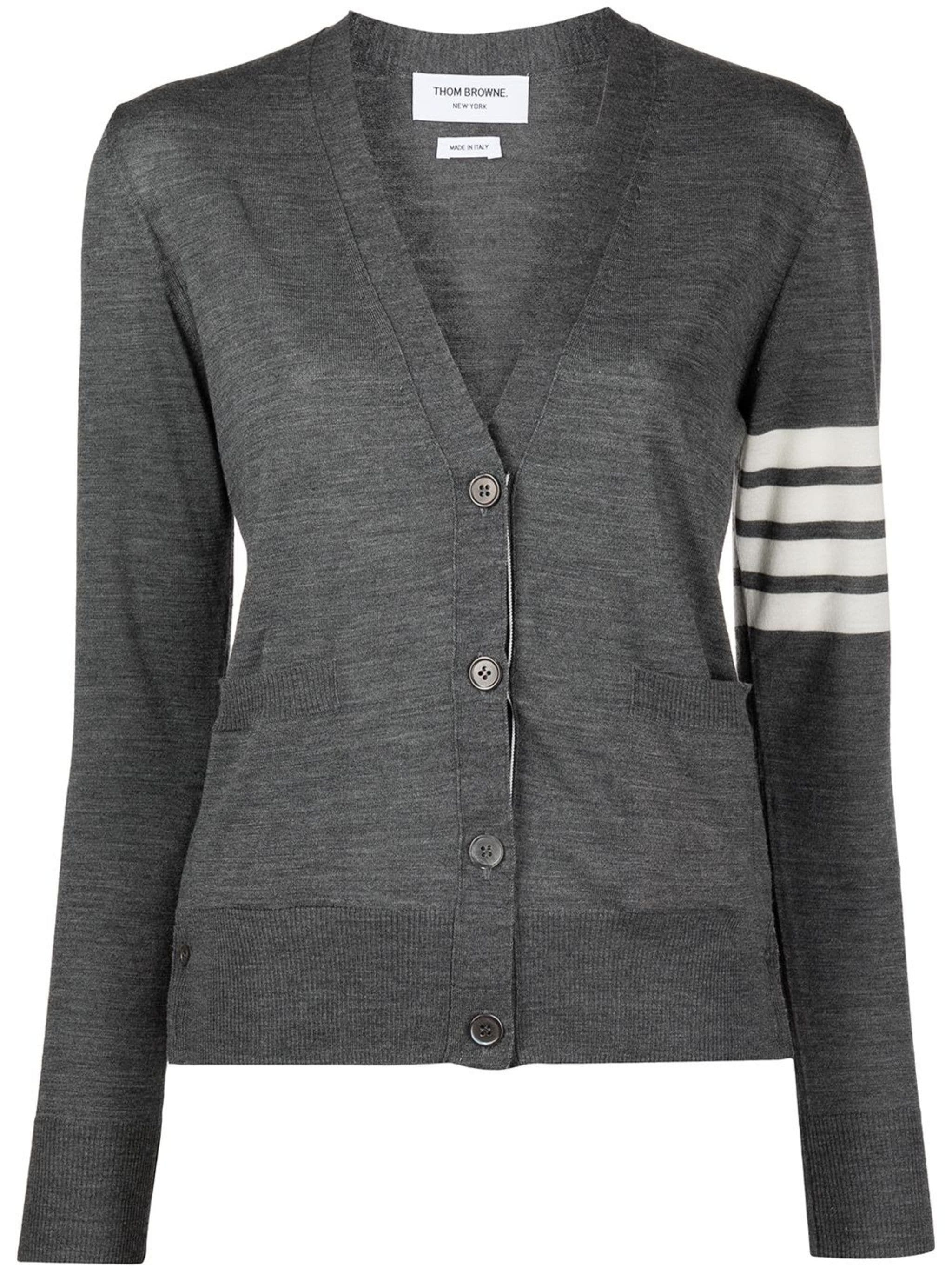 Thom Browne o1s22i1n0924 4-Bar Wool Melange Cardigan in Grey Size M / US 6-8 / IT 42-44 - 1 Thumbnail