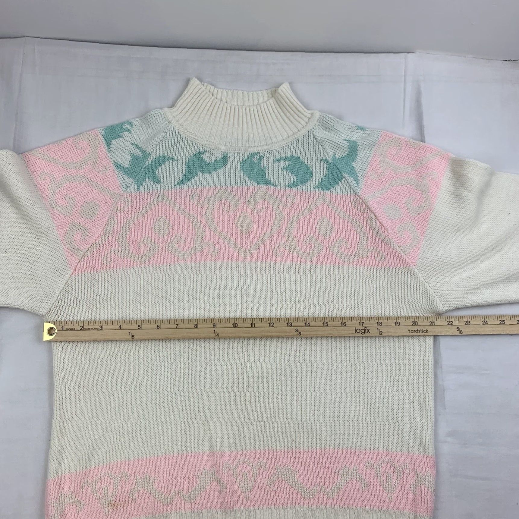 Vintage VINTAGE Fresh Young Image Sweater Womens Medium White Mock Neck Pullover Knit 90s 80s Size M / US 6-8 / IT 42-44 - 6 Thumbnail