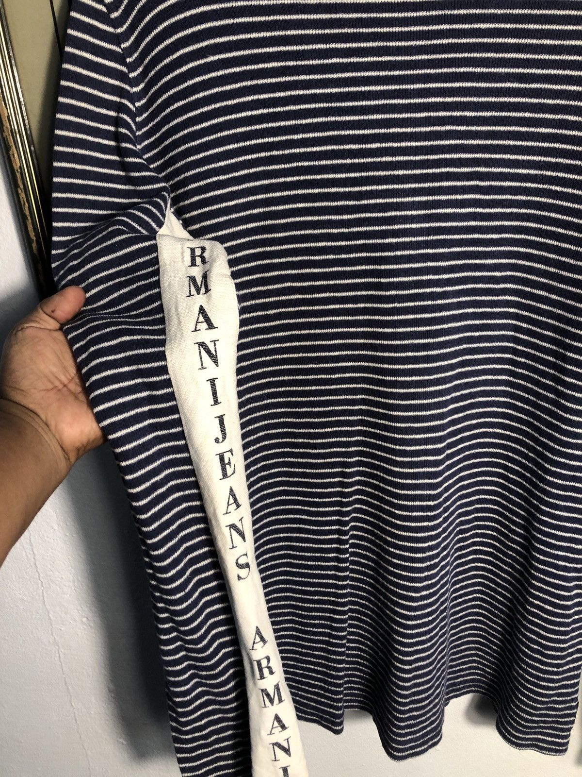 Armani × Japanese Brand ARMANI JEANS LONGSLEEVE STRIPE Size US L / EU 52-54 / 3 - 5 Thumbnail