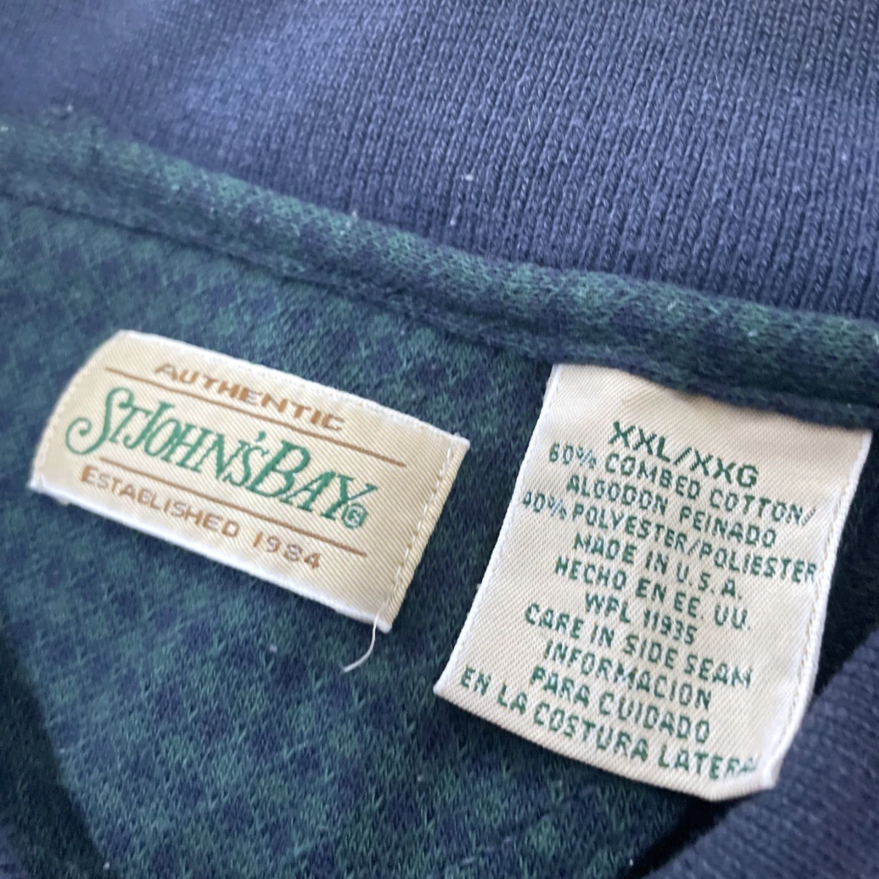 Vintage VINTAGE St. John's Bay Polo Shirt Men 2XL Blackwatch Geometric Green Blue Grunge Polo Shirt Mens 90s"} Size US XXL / EU 58 / 5 - 4 Thumbnail