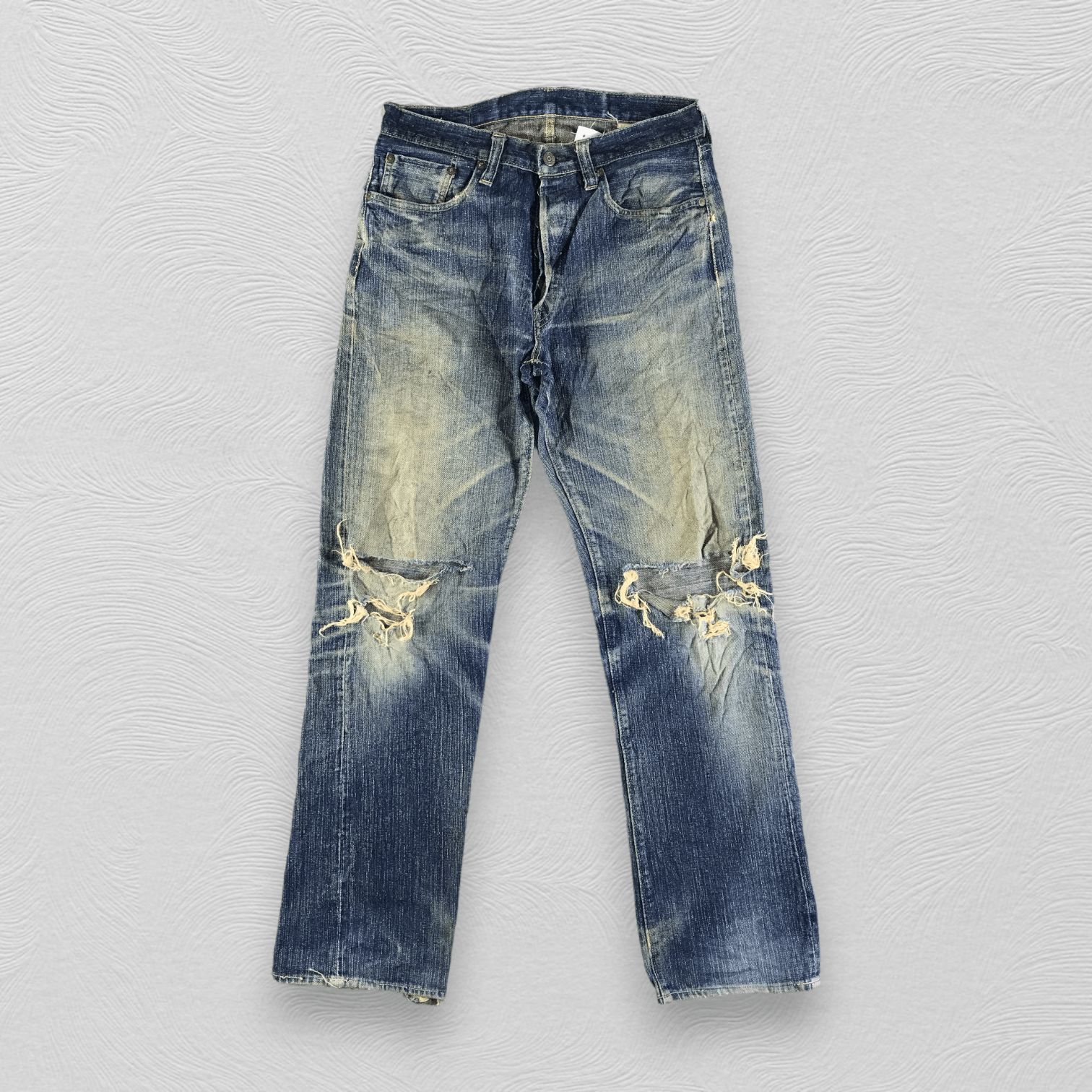 image of Distressed Denim x Sugar Cane Vintage Sugar Cane Selvedge Jeans Ripped Denim Kj3125 in Blue, Men's