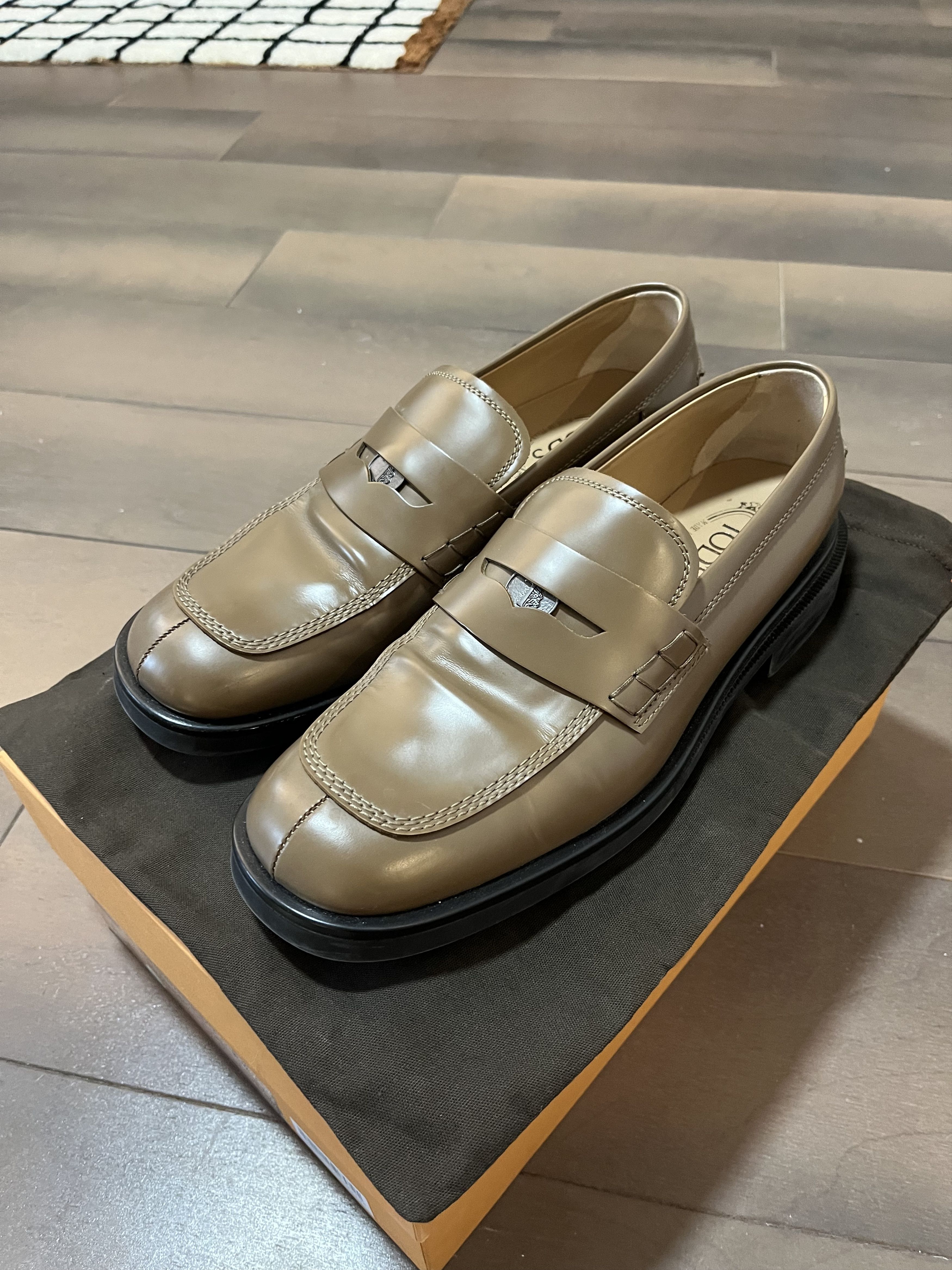 Tod's Butterscotch Olive Leather Penny Loafers