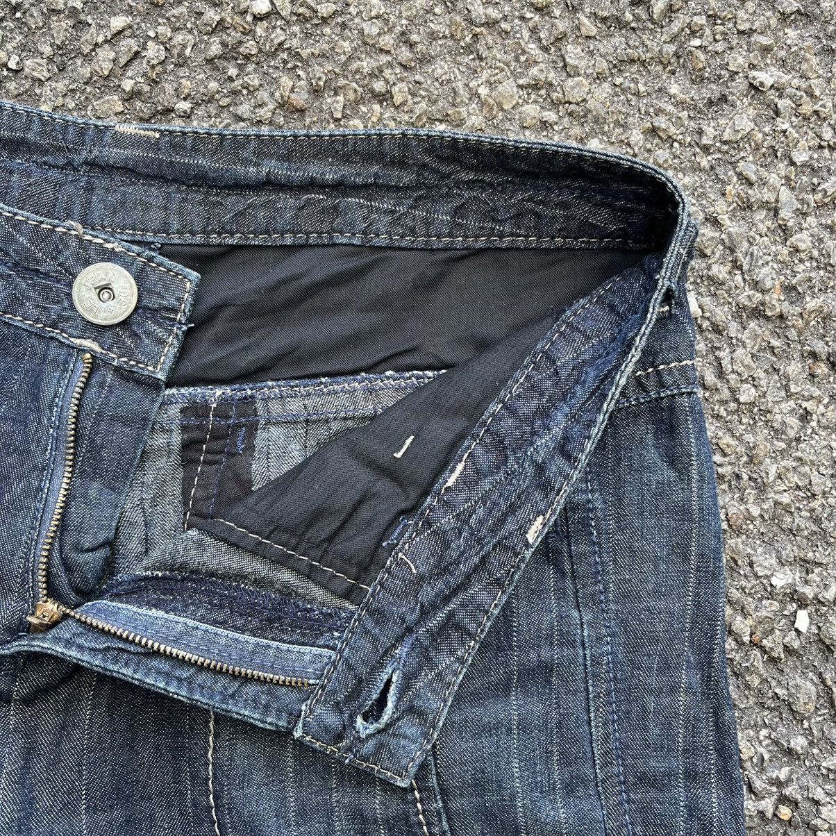 Marithe + Francois Girbaud Crazy Vintage Y2K MFG Striped Jeans Blue Denim Size US 33 - 7 Thumbnail