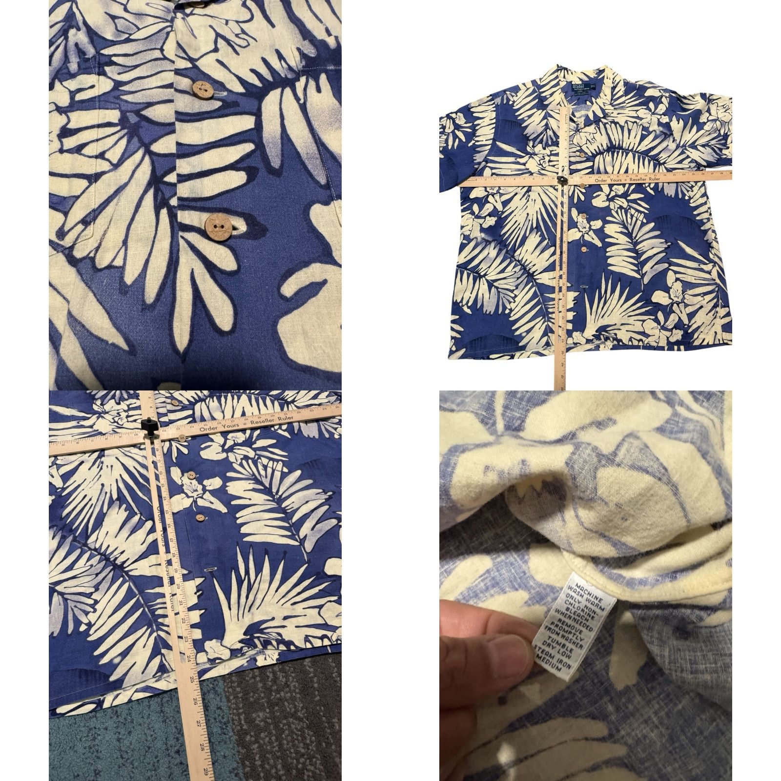 Polo Ralph Lauren VTG Polo Ralph Lauren Shirt Mens XL Blue Floral Camp Linen Blend Andy Camp Loop Shirt Size US XL / EU 56 / 4 - 9 Thumbnail