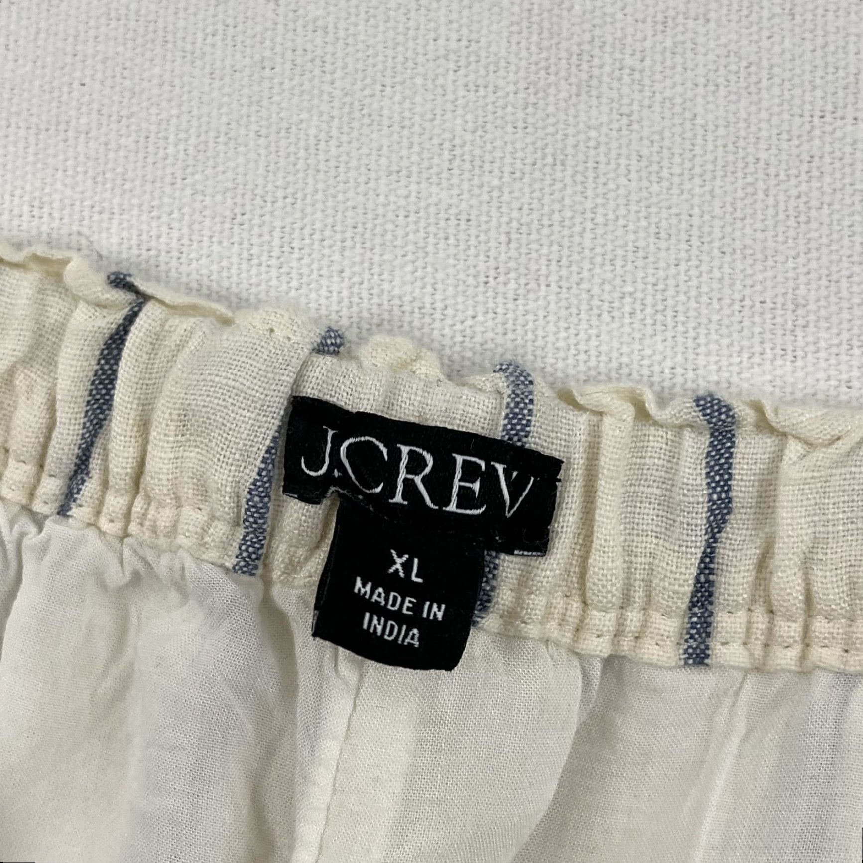J.Crew J. Crew Soleil Pants Womens XL Ivory White Striped Linen Wide Leg Lined Elastic Size 40" / US 18 - 3 Thumbnail