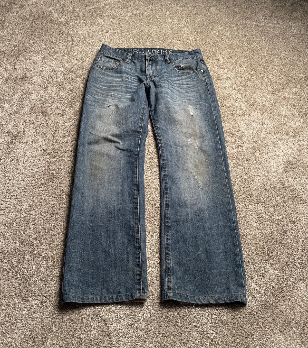 Other BLUEBASIC “HOOK STITCH” STRAIGHT LEG MUD WASH DENIM Size US 32 / EU 48 - 3 Thumbnail