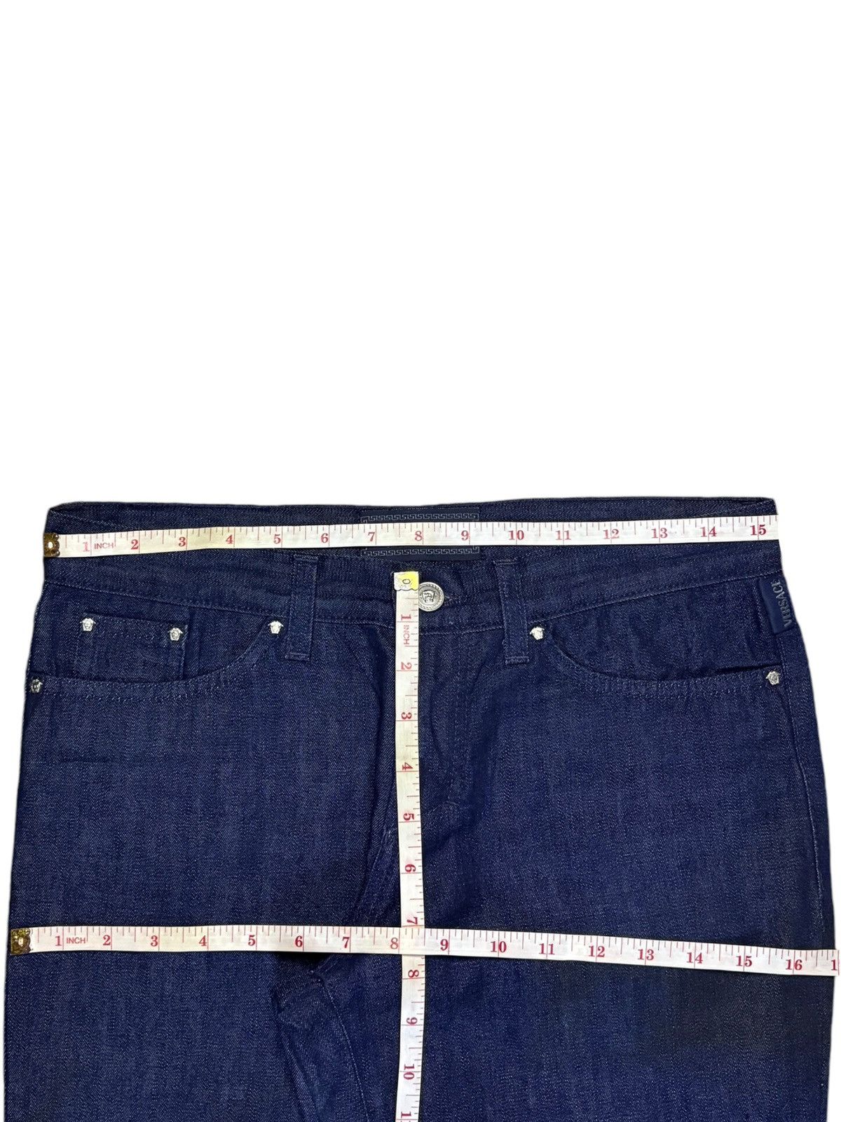 Versace Vintage Versace Medusa Signature Dark Blue Wash Jeans Size 31" - 11 Thumbnail