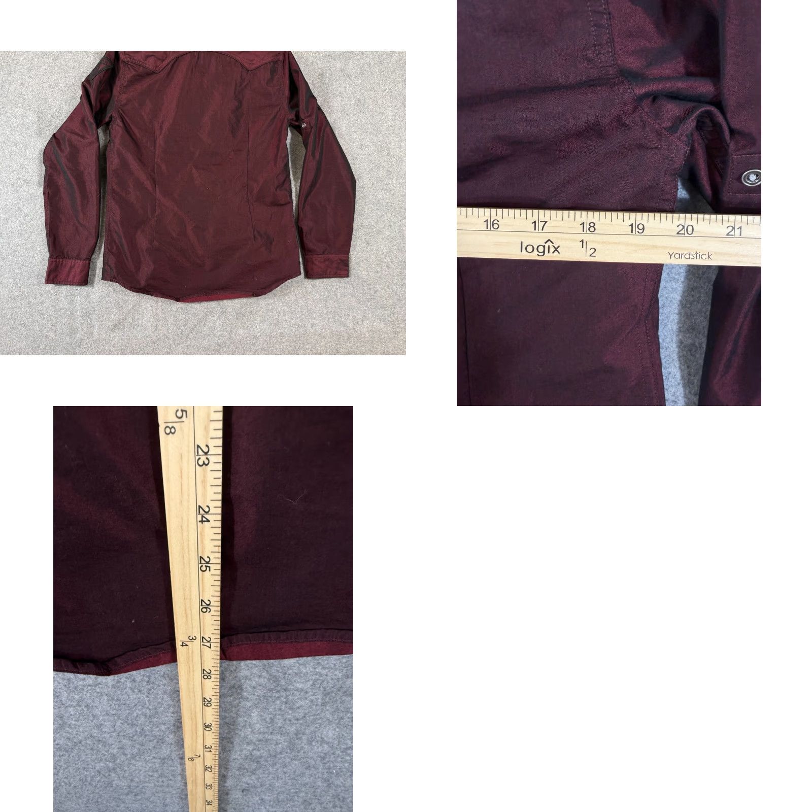Guess GUESS Iridescent Shirt Mens S Maroon Red Long Sleeve Shoulder Epaulets Button Up Pockets 90s Size US S / EU 44-46 / 1 - 9 Thumbnail