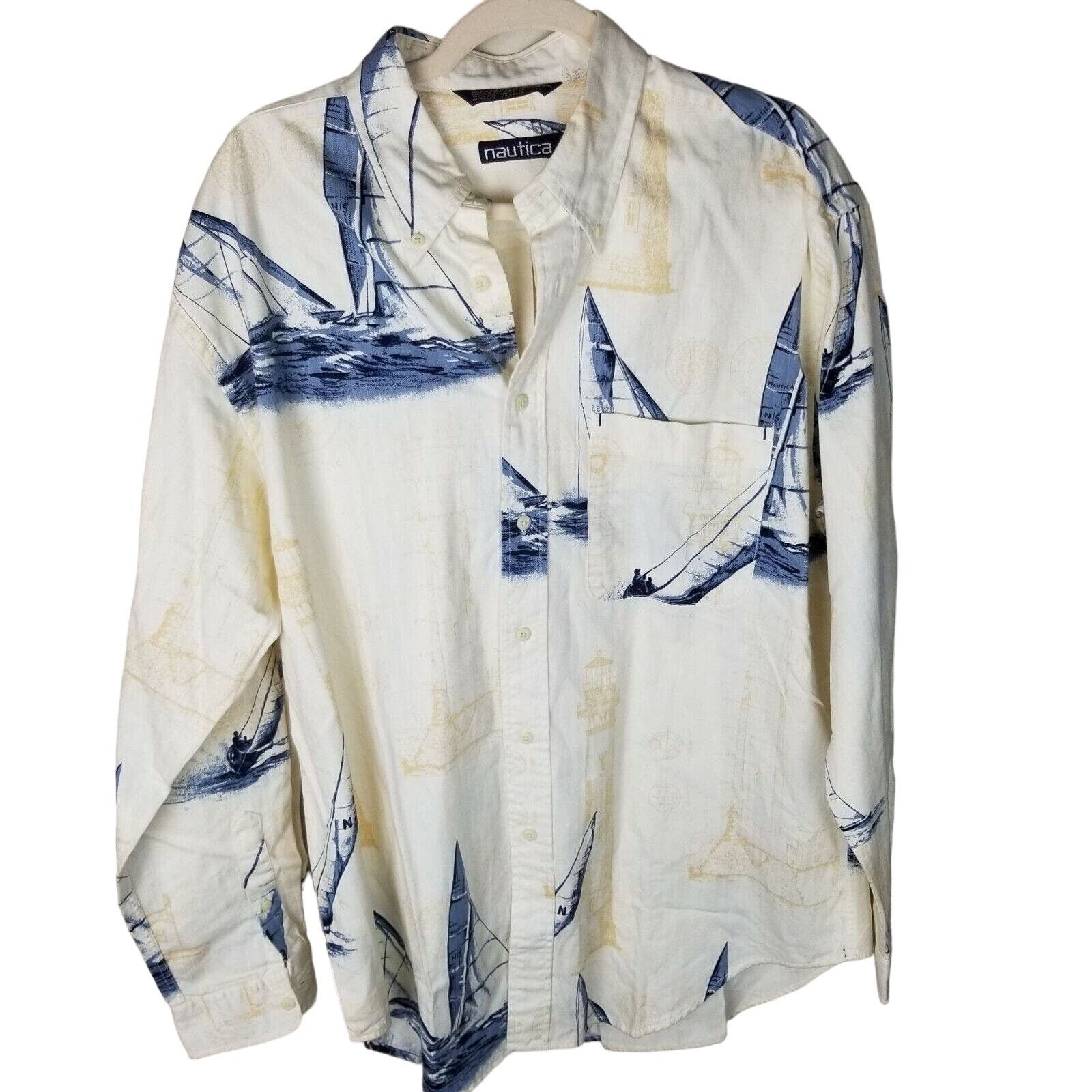 Nautica Vintage Nautica Mens Sailboat Print Shirt Size L Preppy Size US L / EU 52-54 / 3 - 1 Thumbnail