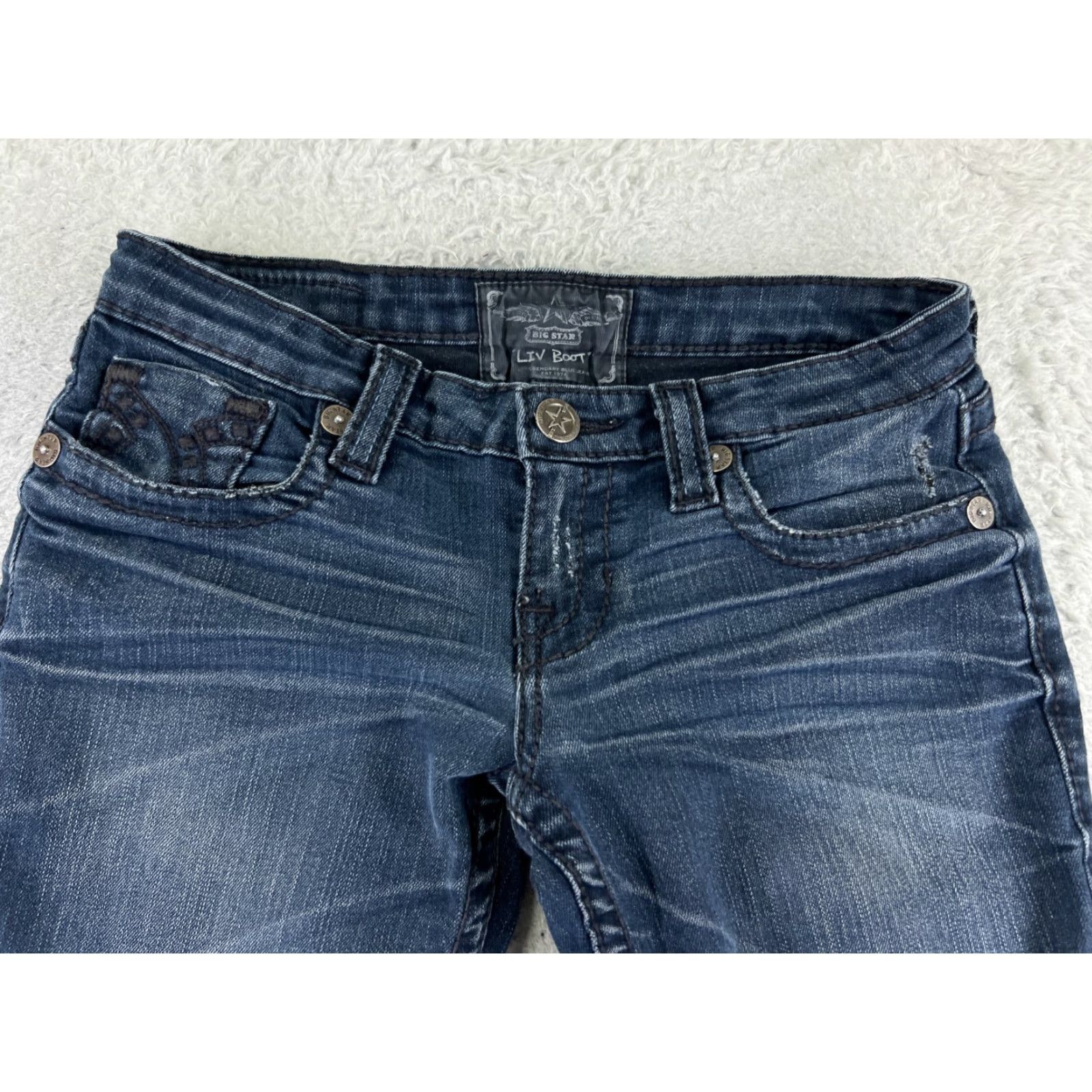 Denime Taverniti So Jeans Women's Bootcut Jeans Size 25 Blue Distressed Denim Regular Fit Size 42" / US 20 - 4 Thumbnail