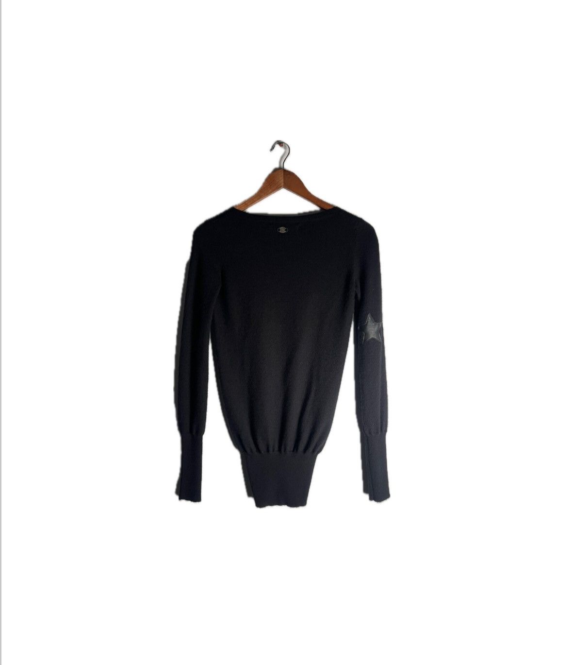image of Chrome Hearts Leather Patch Sweater in Black, Men's (Size XS)