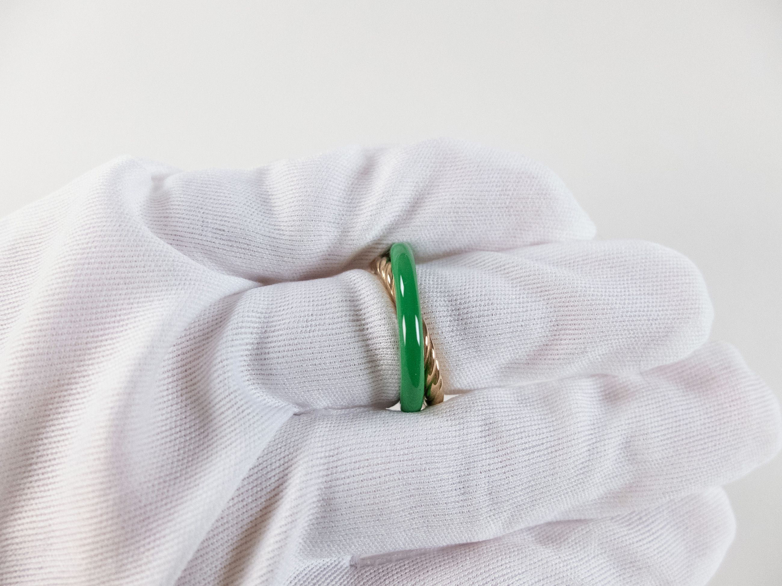 Bottega Veneta BOTTEGA VENETA green and gold silver double ring 7 15 q Size ONE SIZE - 7 Thumbnail