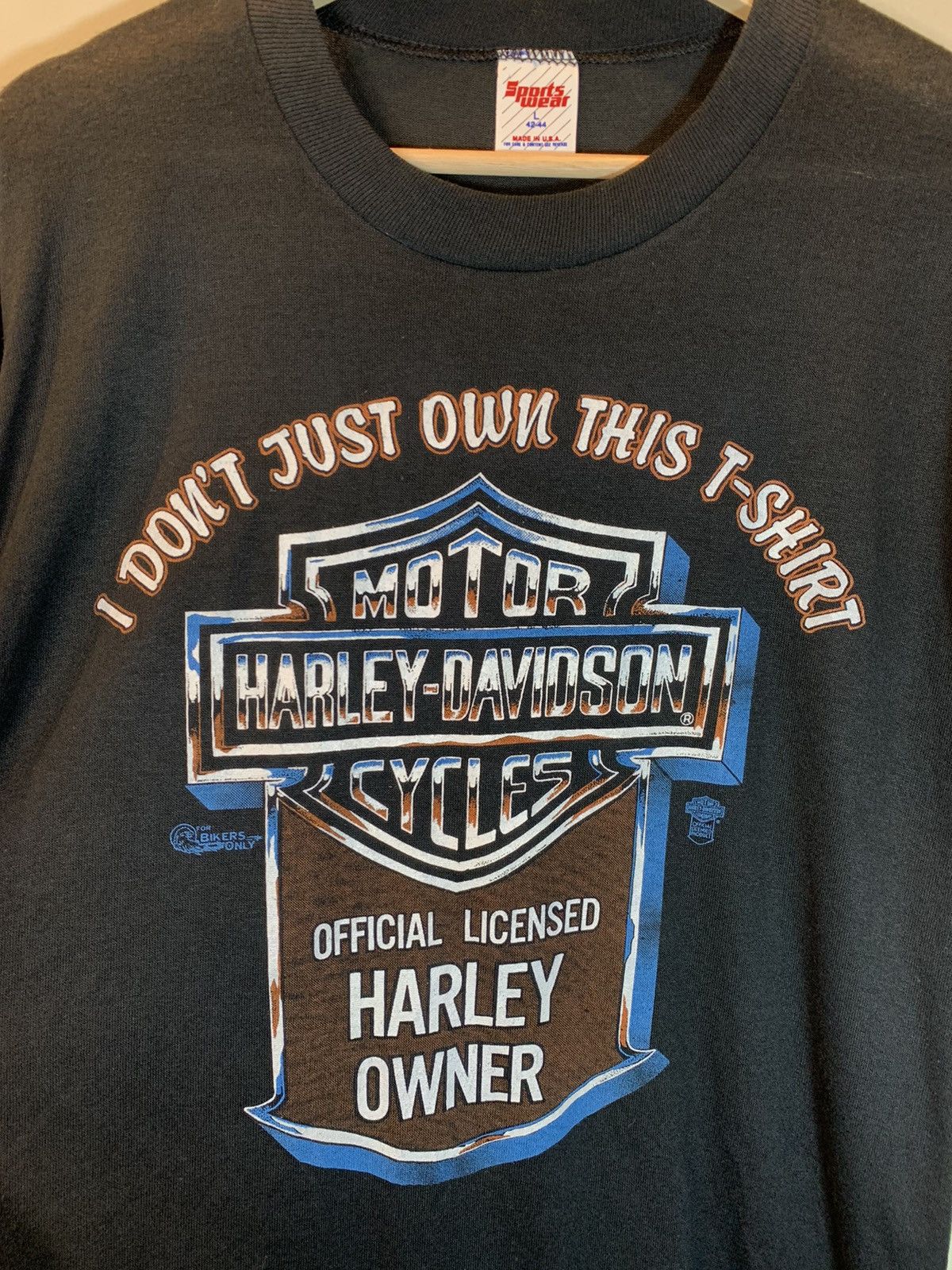 Harley Davidson × Vintage *RARE* Vintage 70’s Harley Davidson For Bikers Only T-Shirt Size US L / EU 52-54 / 3 - 3 Thumbnail