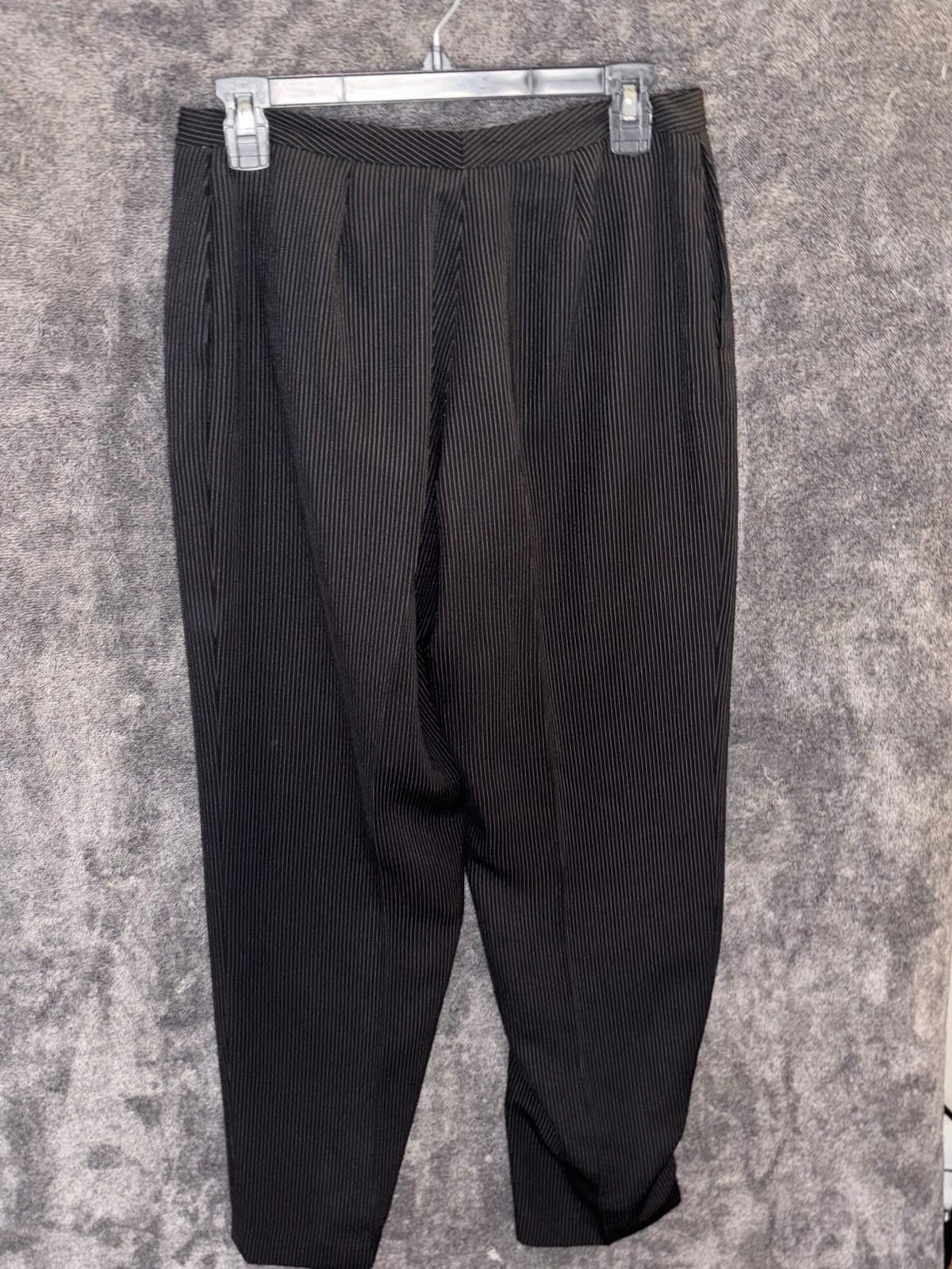 Other Anne Klein Black Pinstripe Dress Pants 6P Petite Straight Size 28" / US 6 / IT 42 - 4 Thumbnail