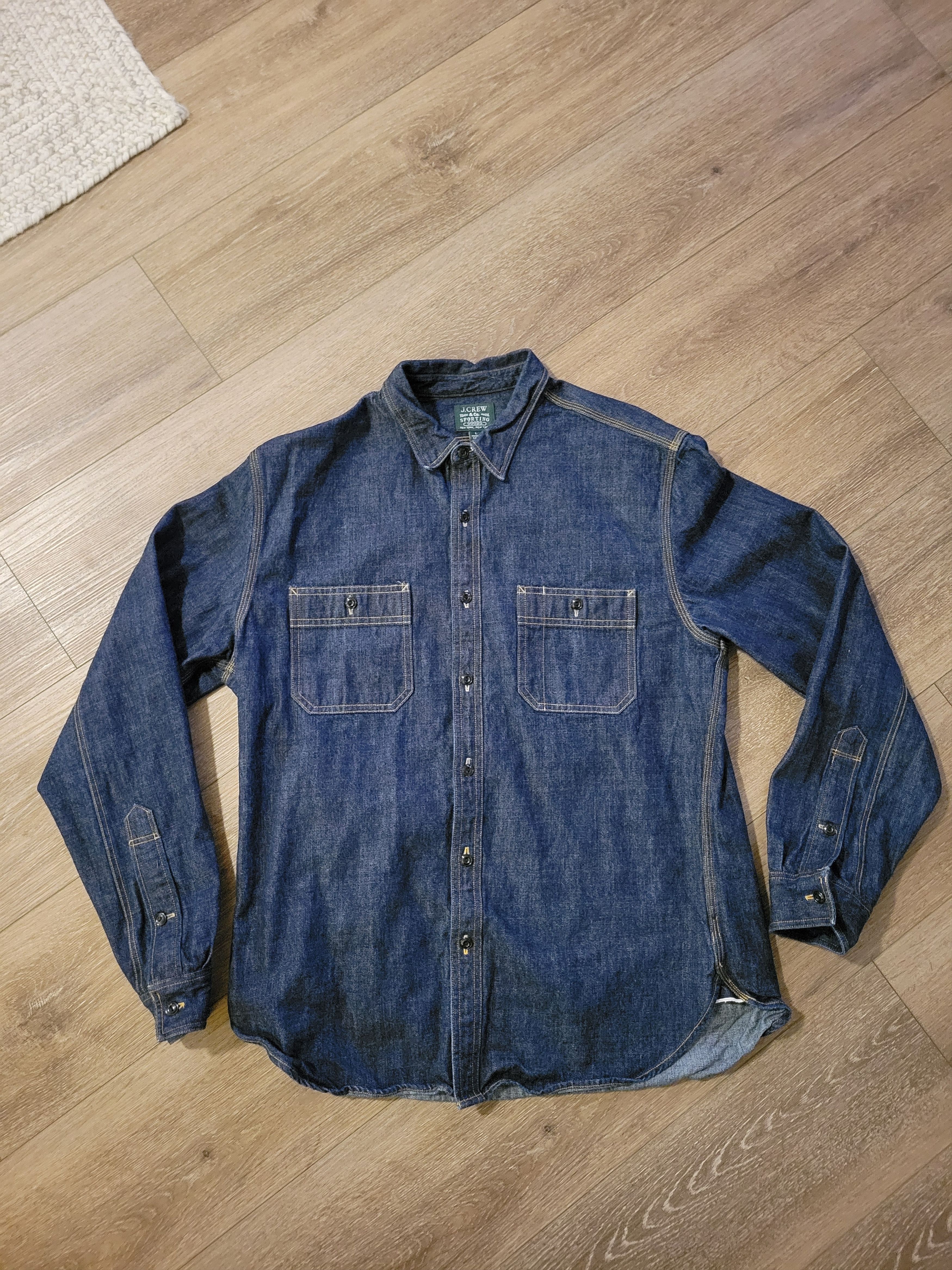 J. Crew Vintage Denim Long Sleeve Button-up Light Wash Shirt