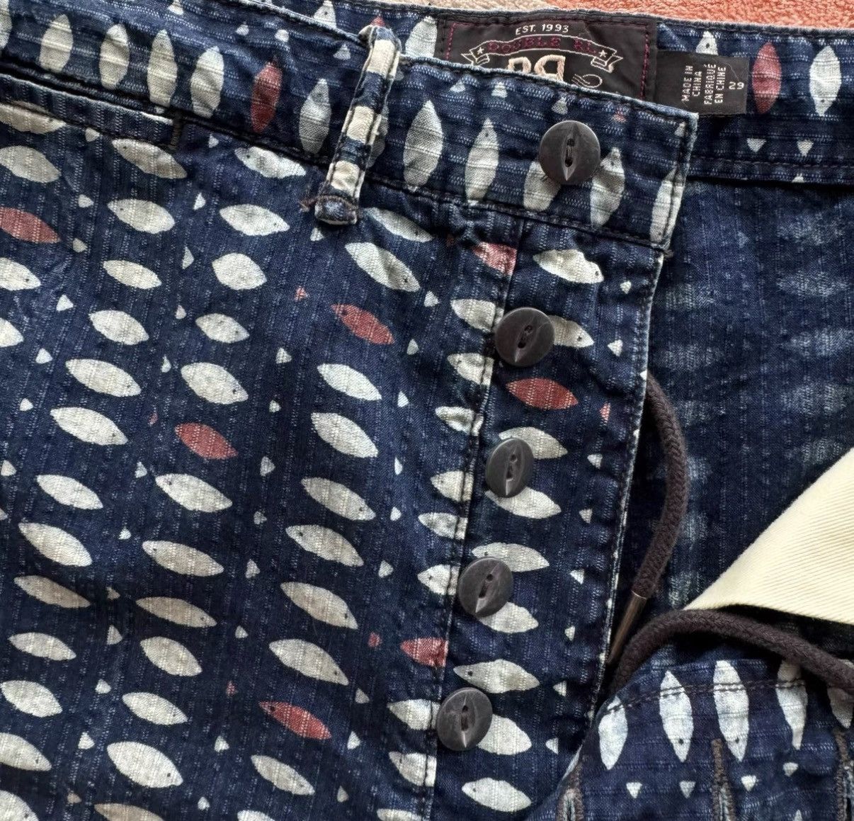 RRL Ralph Lauren RRL Ralph Lauren Double RL Indigo Dyed Fish Print Shorts K22 Size US 29 - 4 Thumbnail