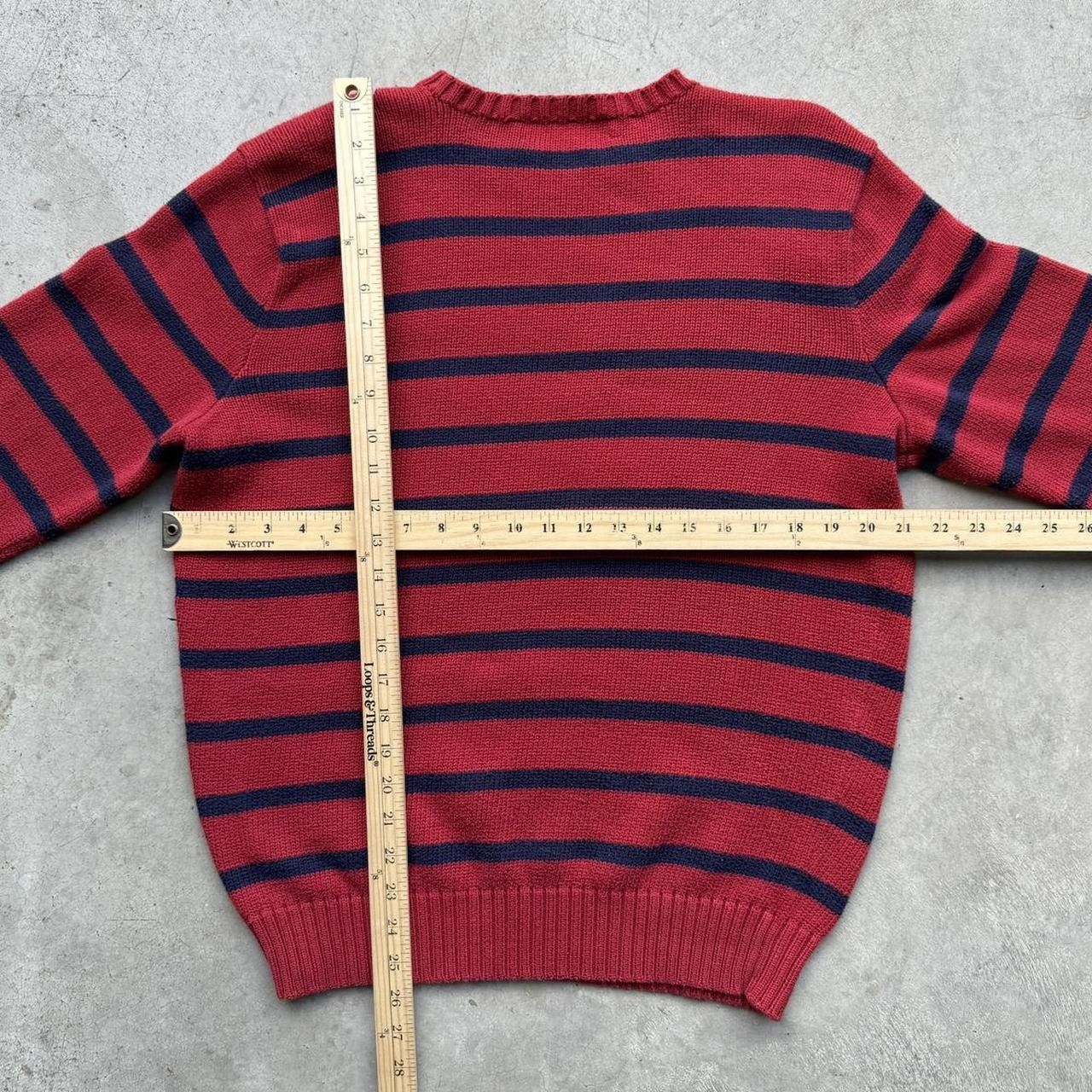 Designer × Polo Ralph Lauren × Vintage Vintage Polo Ralph Lauren Red/Navy Striped Cotton Sweater Size US L / EU 52-54 / 3 - 5 Thumbnail