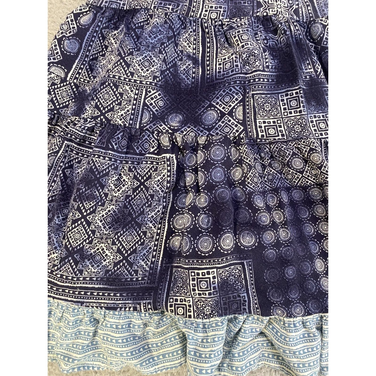 Vintage Ocean Drive Sun Dress Women’s M Blue Mandala Patchwork Print Bandana Sundress (Short) Womens Size M / US 6-8 / IT 42-44 - 4 Thumbnail