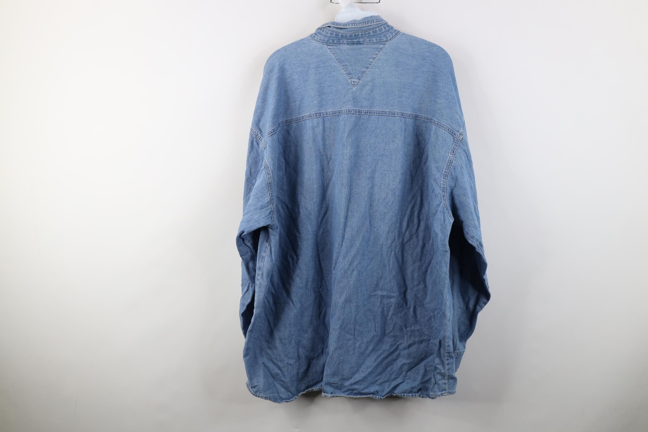 Vintage Vintage 90s Red Wings Hockey Denim Jean Button Down Shirt Size US XL / EU 56 / 4 - 14 Thumbnail