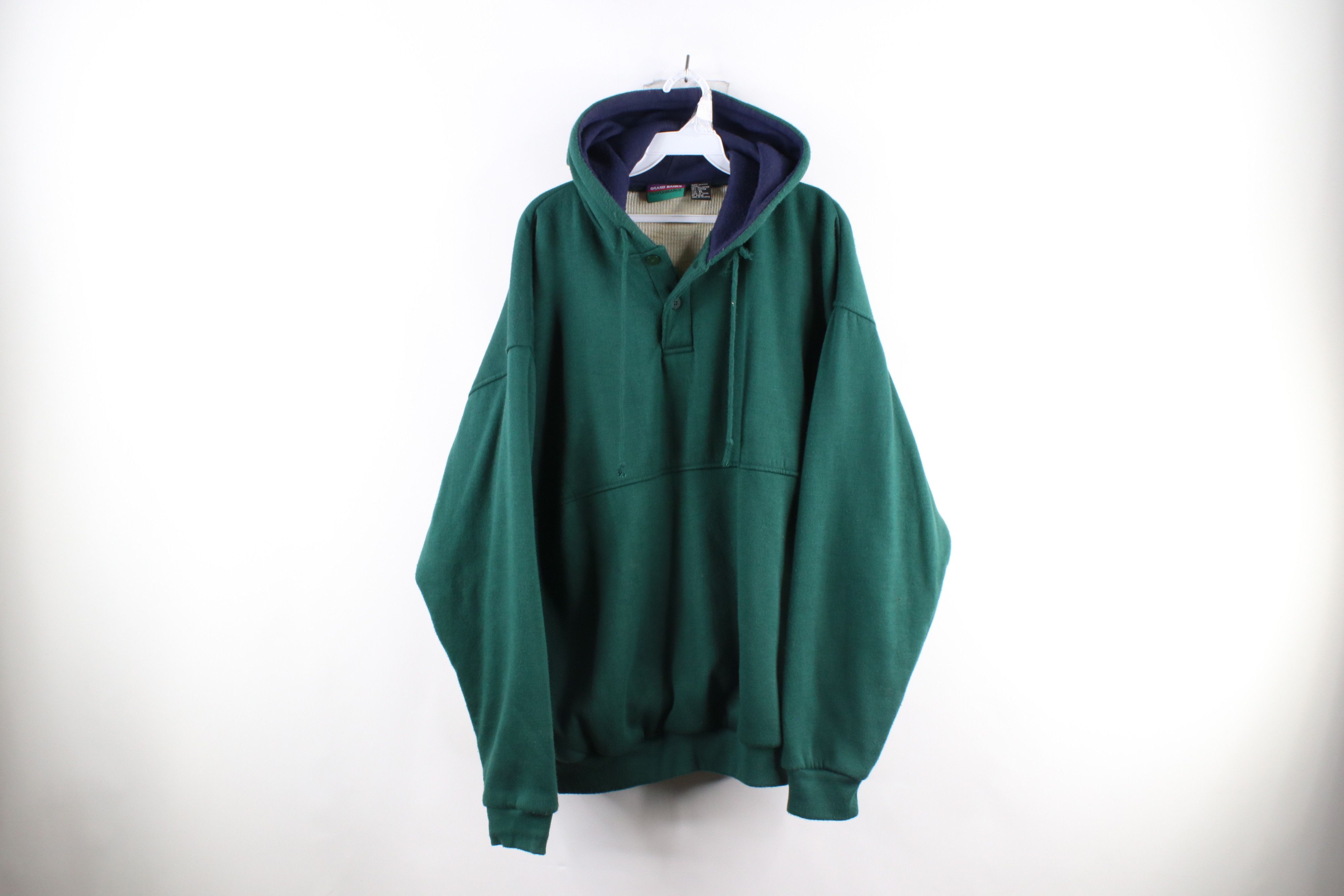 Vintage 90s Streetwear Waffle Knit Lined Hoodie Green
