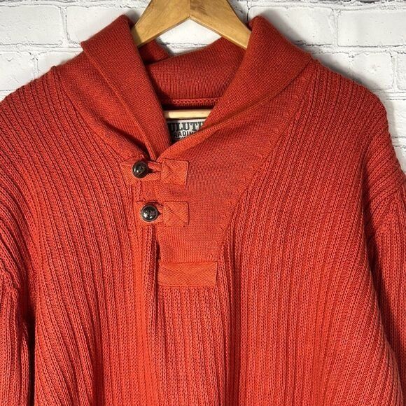 Vintage Duluth Trading Co. Men's High-Neck Infantry Sweater Orange s Size US XL / EU 56 / 4 - 2 Thumbnail