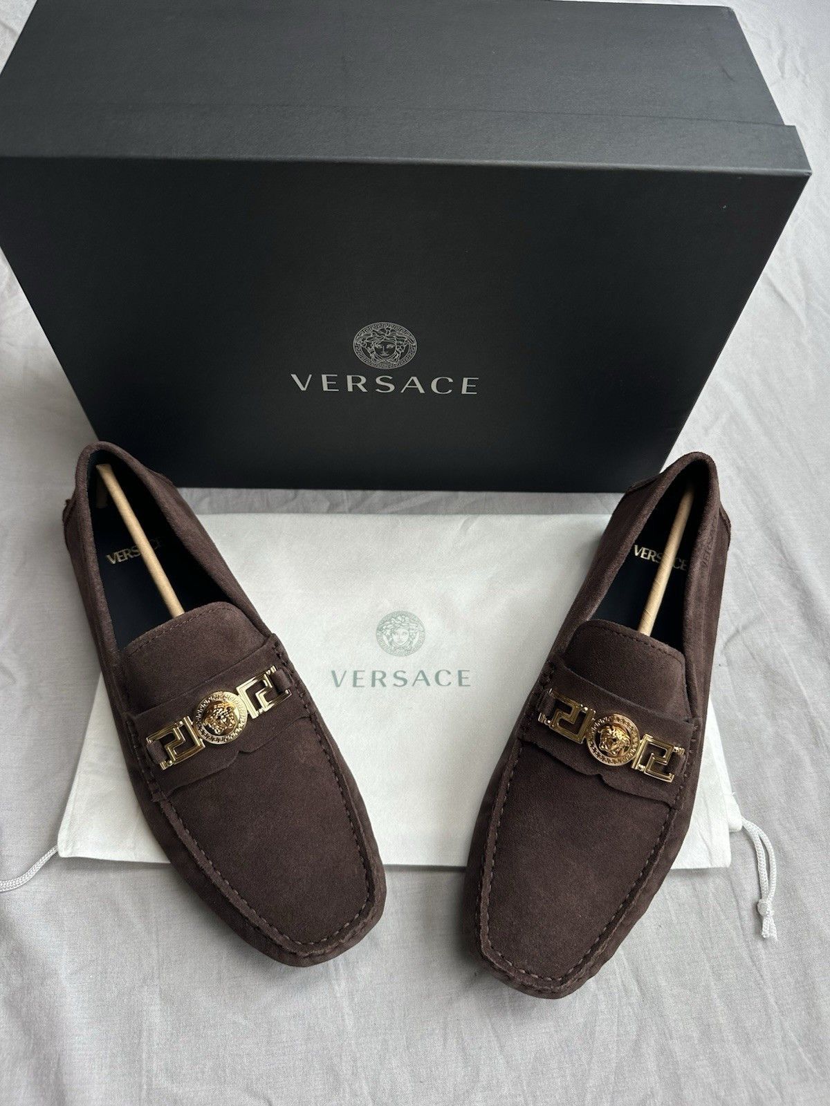 Versace Versace Loafers With Brown Suede And Gold Medusa Head Size US 8.5 / EU 41-42 - 2 Thumbnail