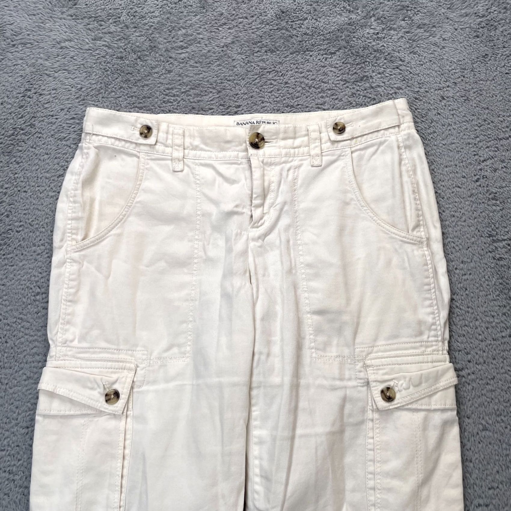Banana Republic Banana Republic Pants Womens 6 Beige Martin-Fit Cargo Pockets Cotton Stretch Jeans/ pants? Size 28" / US 6 / IT 42 - 6 Thumbnail