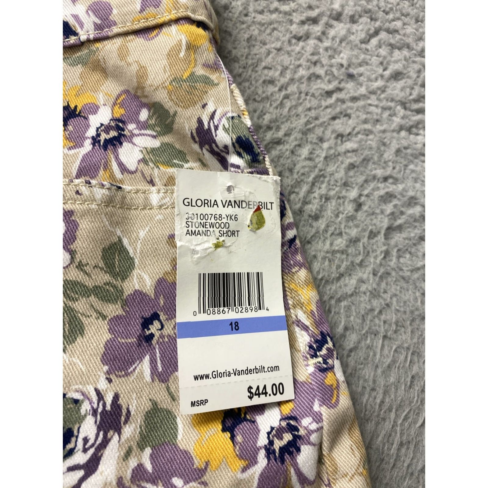 Gloria Vanderbilt Gloria Vanderbilt Shorts Women Casual Lavender Floral Size 18 Cotton Blend Size 40" / US 18 - 2 Thumbnail