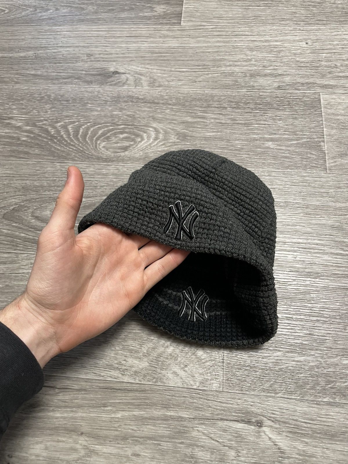 New York Yankees Vintage 00s NY Yankees Double Sided Waffle Beanie Hat Y2K OG Size ONE SIZE - 12 Thumbnail
