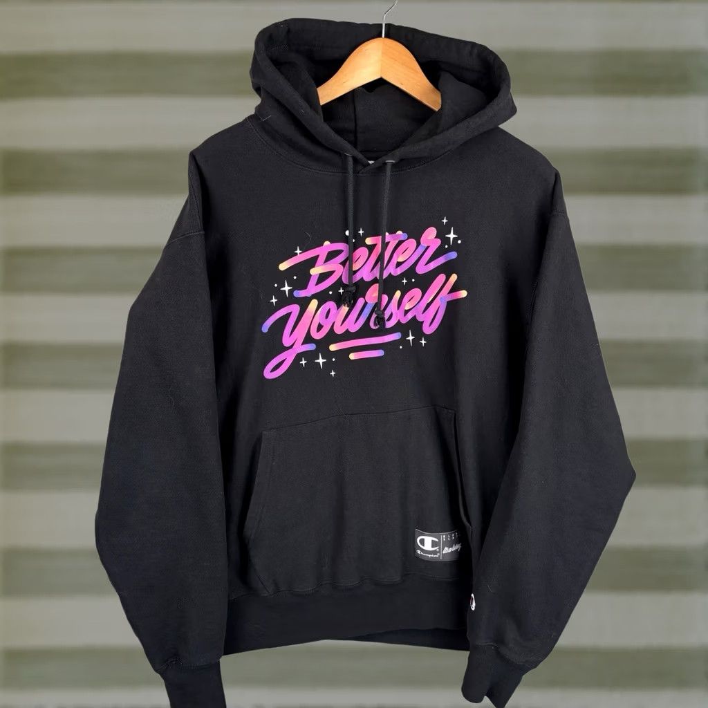 Champion Champion Hoodie Mens Large Black Reverse Weave Sweatshirt Size US L / EU 52-54 / 3 - 1 Thumbnail