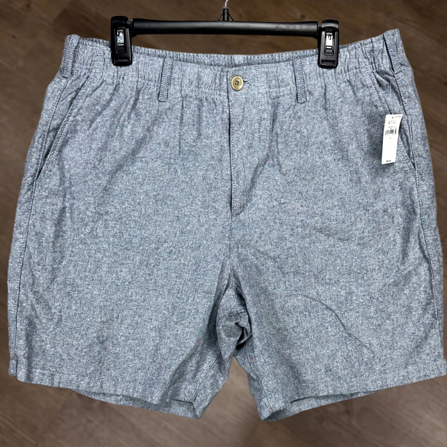 Gap GAP Mens Linen Blend Shorts Large Blue Pull On Drawstring Stretch Waistband NEW Size US 33 - 1 Thumbnail