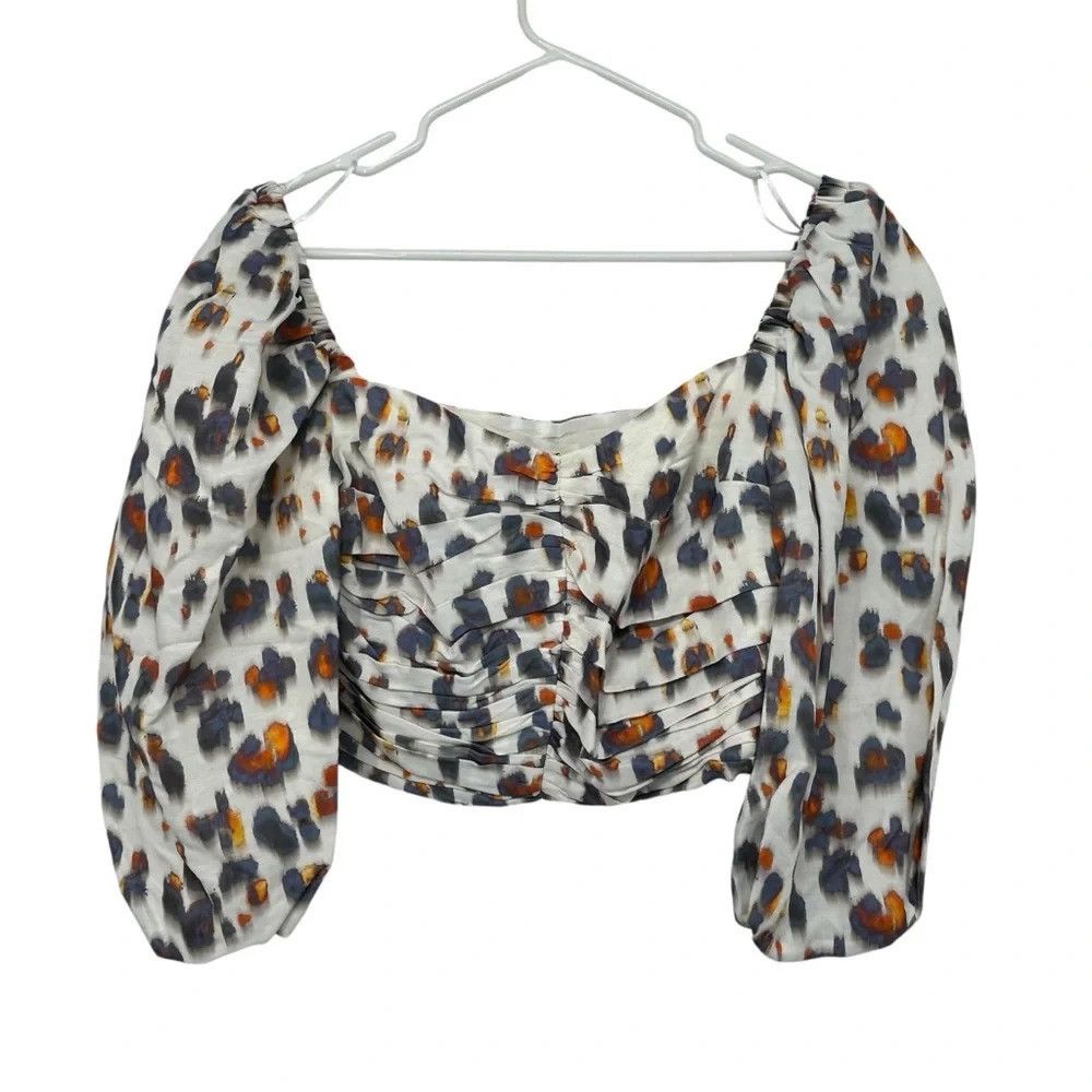 NOCTURNE NOCTURNE LEOPARD PATTERN RUCHED CROPPED TOP BLOUSE Size XS / US 0-2 / IT 36-38 - 8 Thumbnail