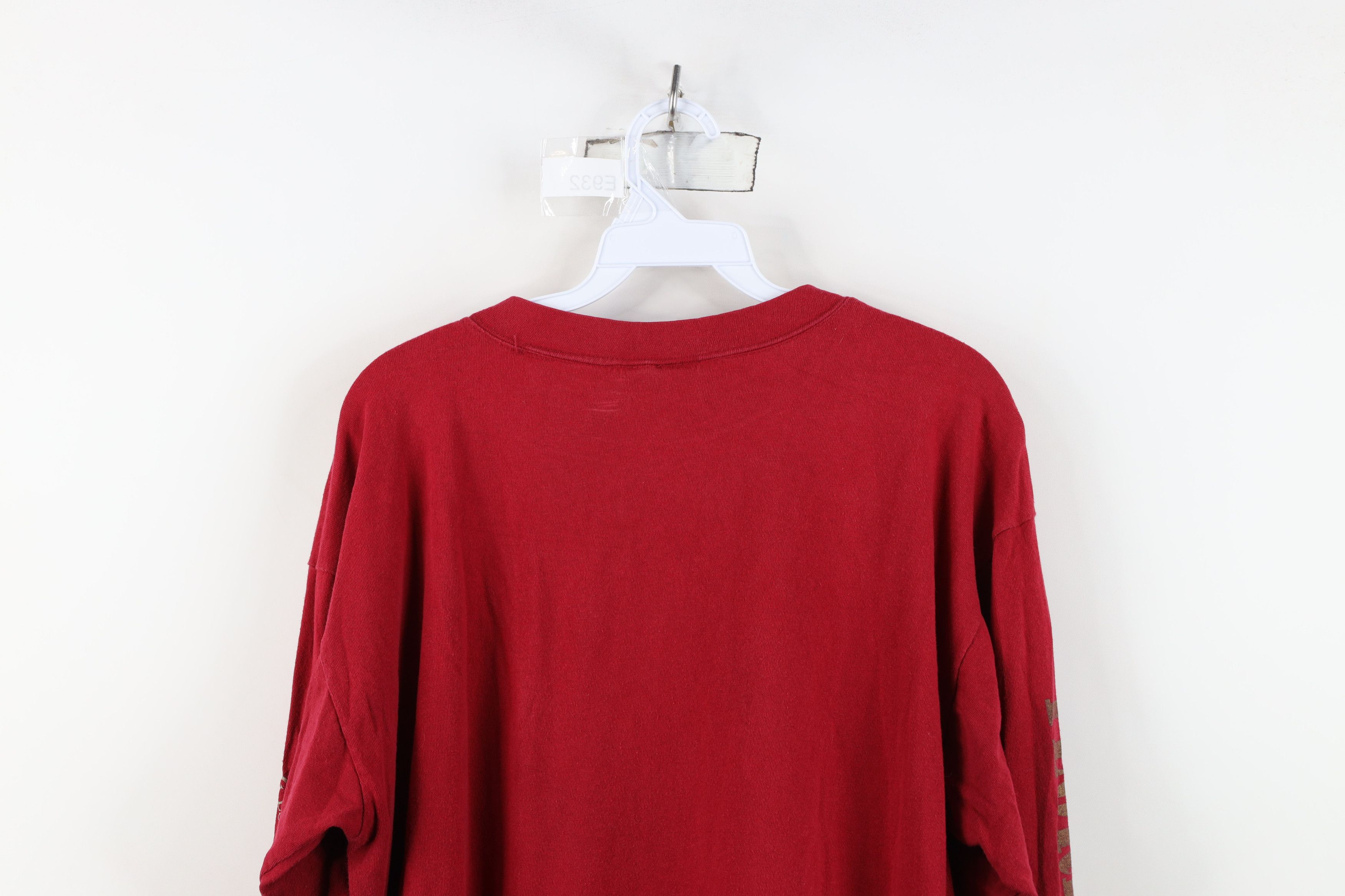 Vintage Vintage 90s State University Long Sleeve T-Shirt Red Cotton Size US L / EU 52-54 / 3 - 15 Thumbnail
