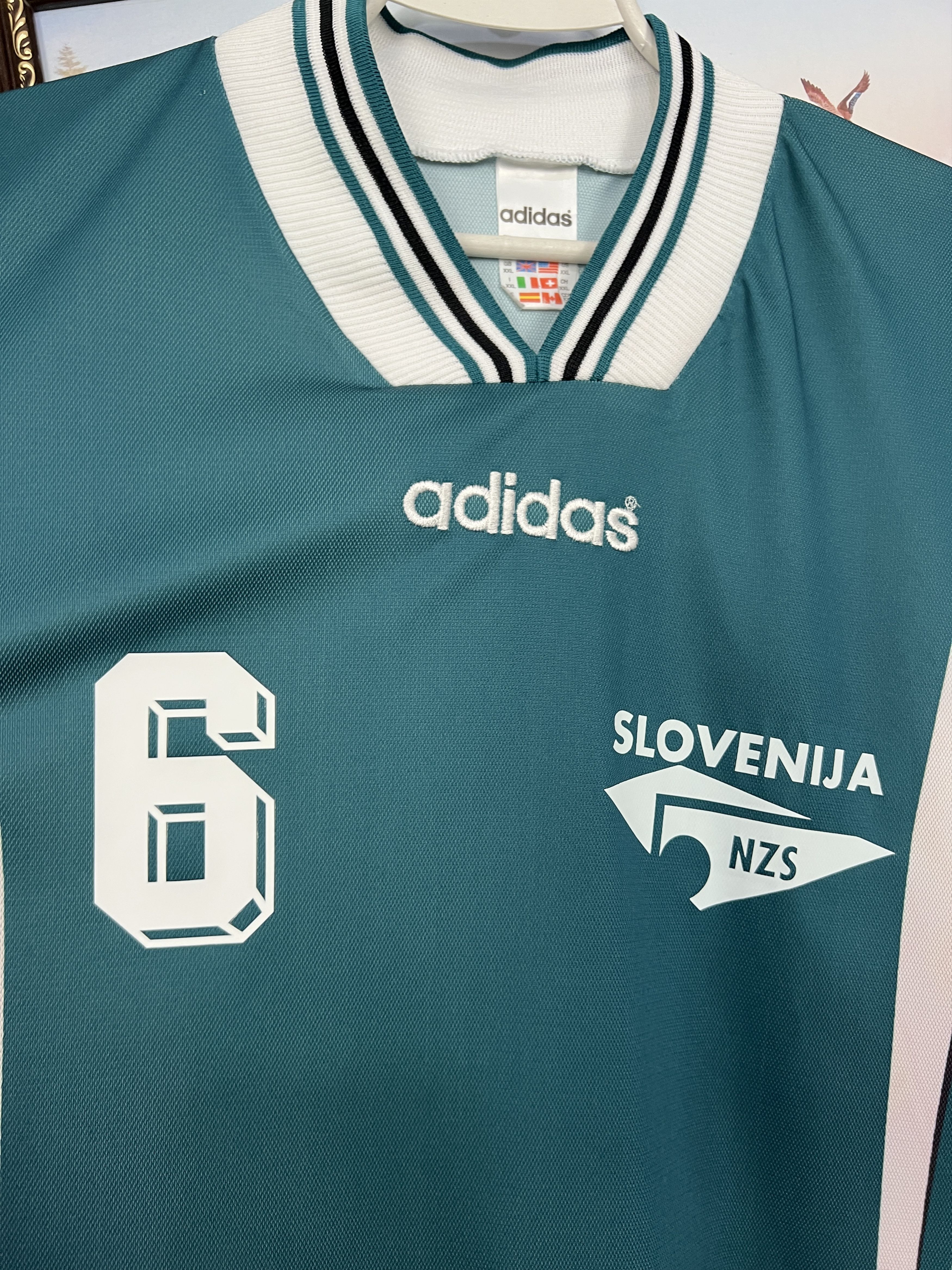 Adidas Slovenia football shirt 1996 Player Issue #6 Soccer Jersey Size US XXL / EU 58 / 5 - 3 Thumbnail