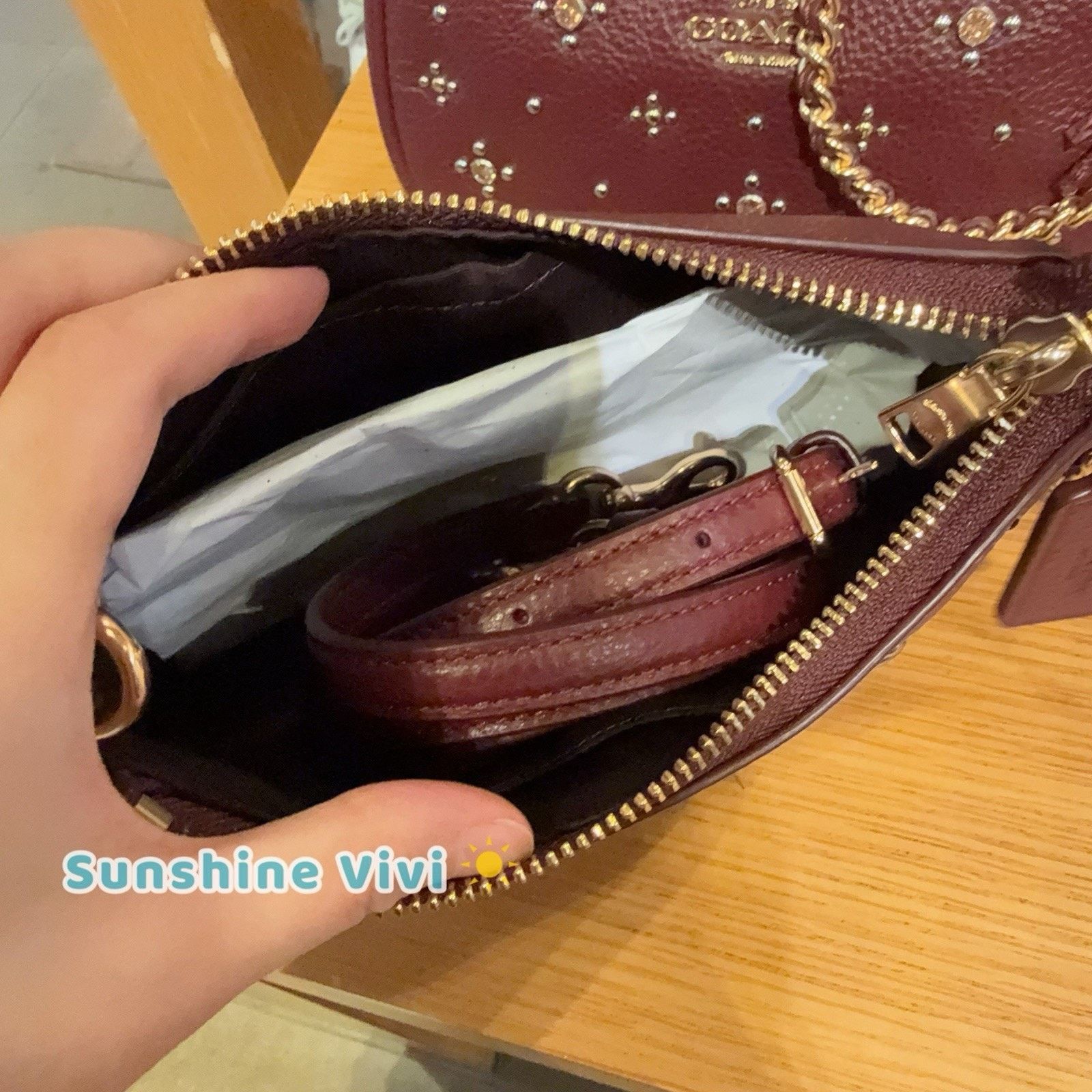 Coach NWT Coach Teri Mini Crossbody Bag Crystals CCE43 Dark Wine Size ONE SIZE - 6 Thumbnail