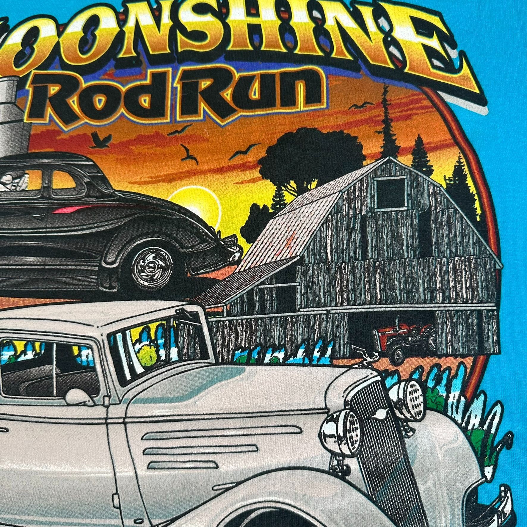 Anvil Vintage Y2K Moonshine Rod Run Car Show T-Shirt Blue M Retro Size US M / EU 48-50 / 2 - 3 Thumbnail