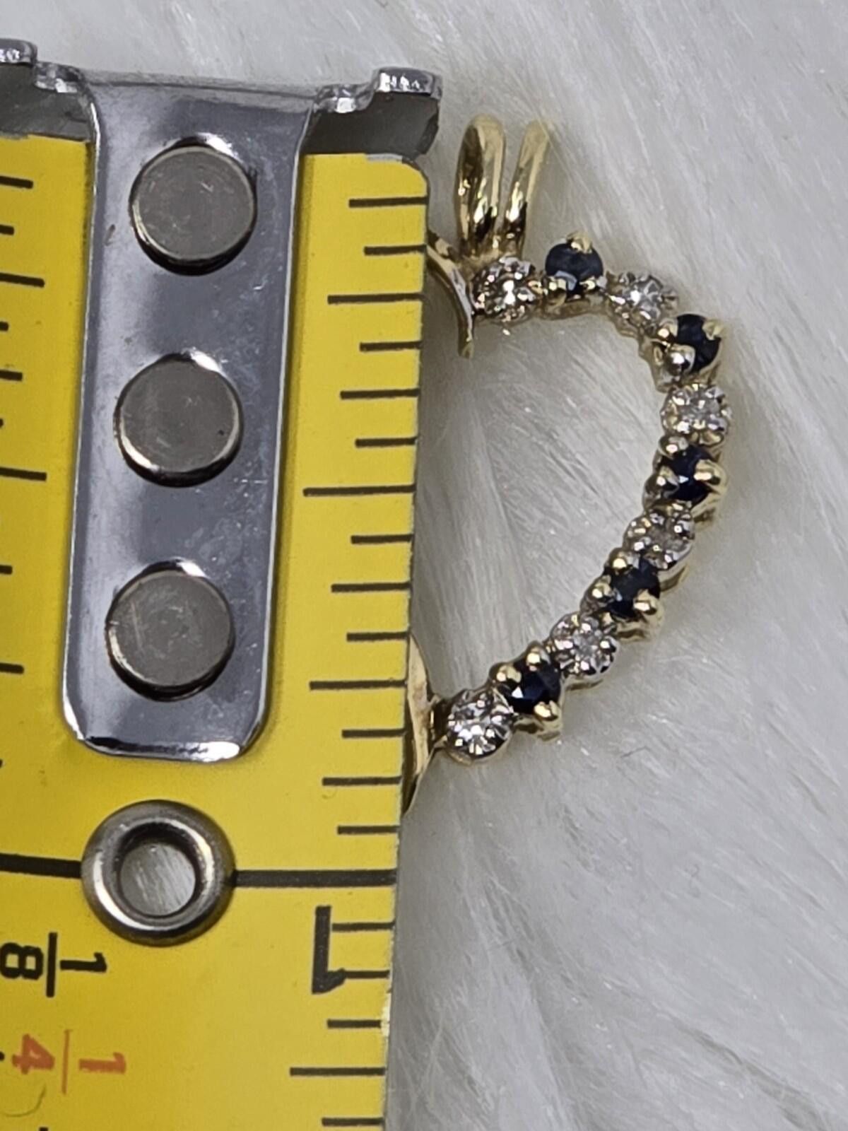 The Unbranded Brand 10k Gold Diamond Blue Sapphire Open Heart Pendant Size ONE SIZE - 7 Thumbnail