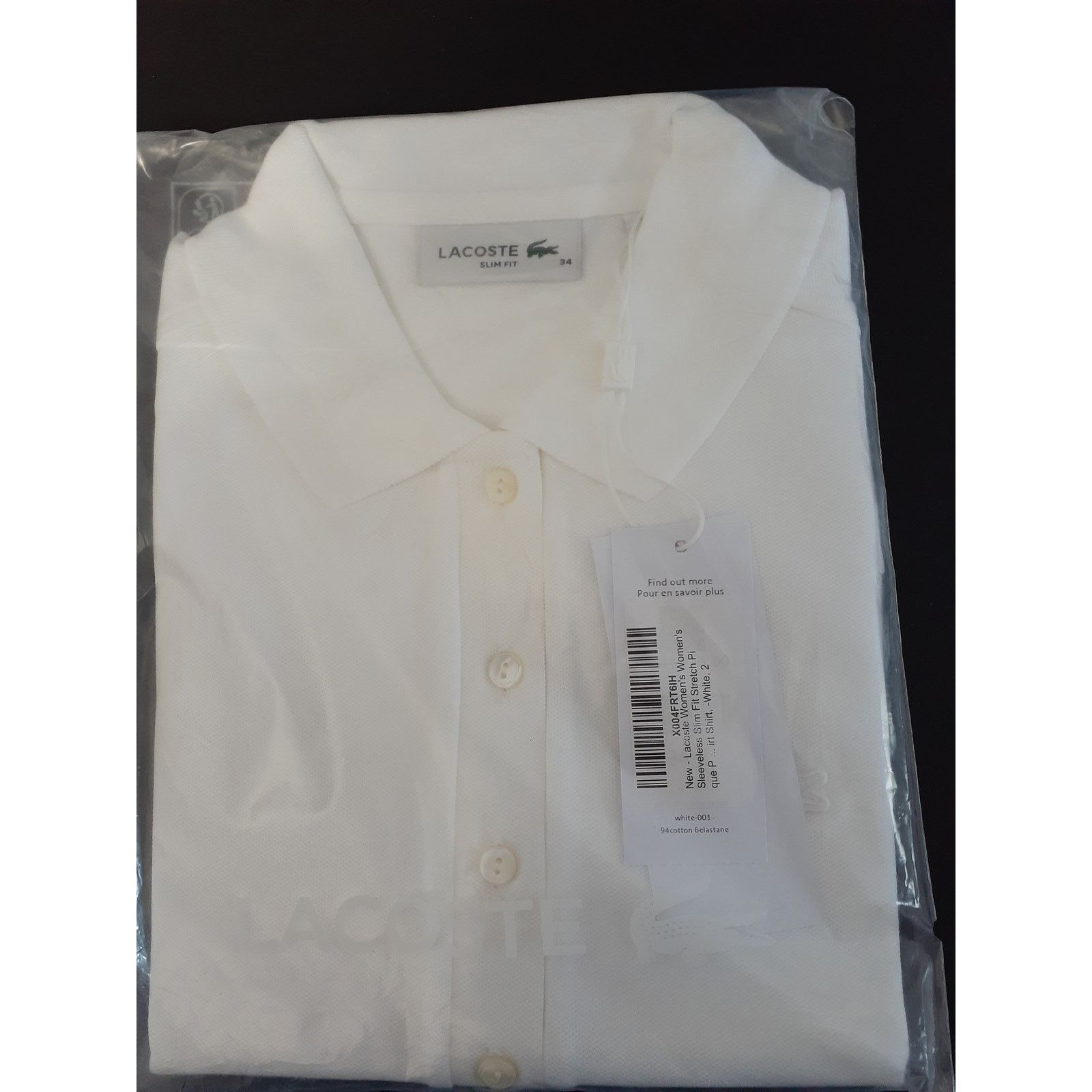 Lacoste Lacoste Women's Sleeveless Slim Fit Stretch Polo White 4 Size S / US 4 / IT 40 - 2 Thumbnail