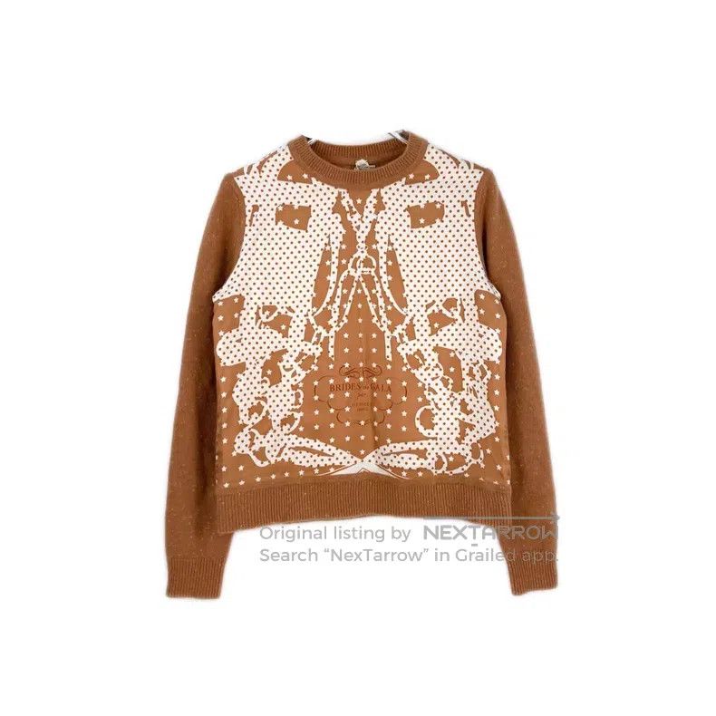 Hermes Hermes Light Brown Patchwork Design Wool Mulberry Silk Swe Size S / US 4 / IT 40 - 1 Thumbnail