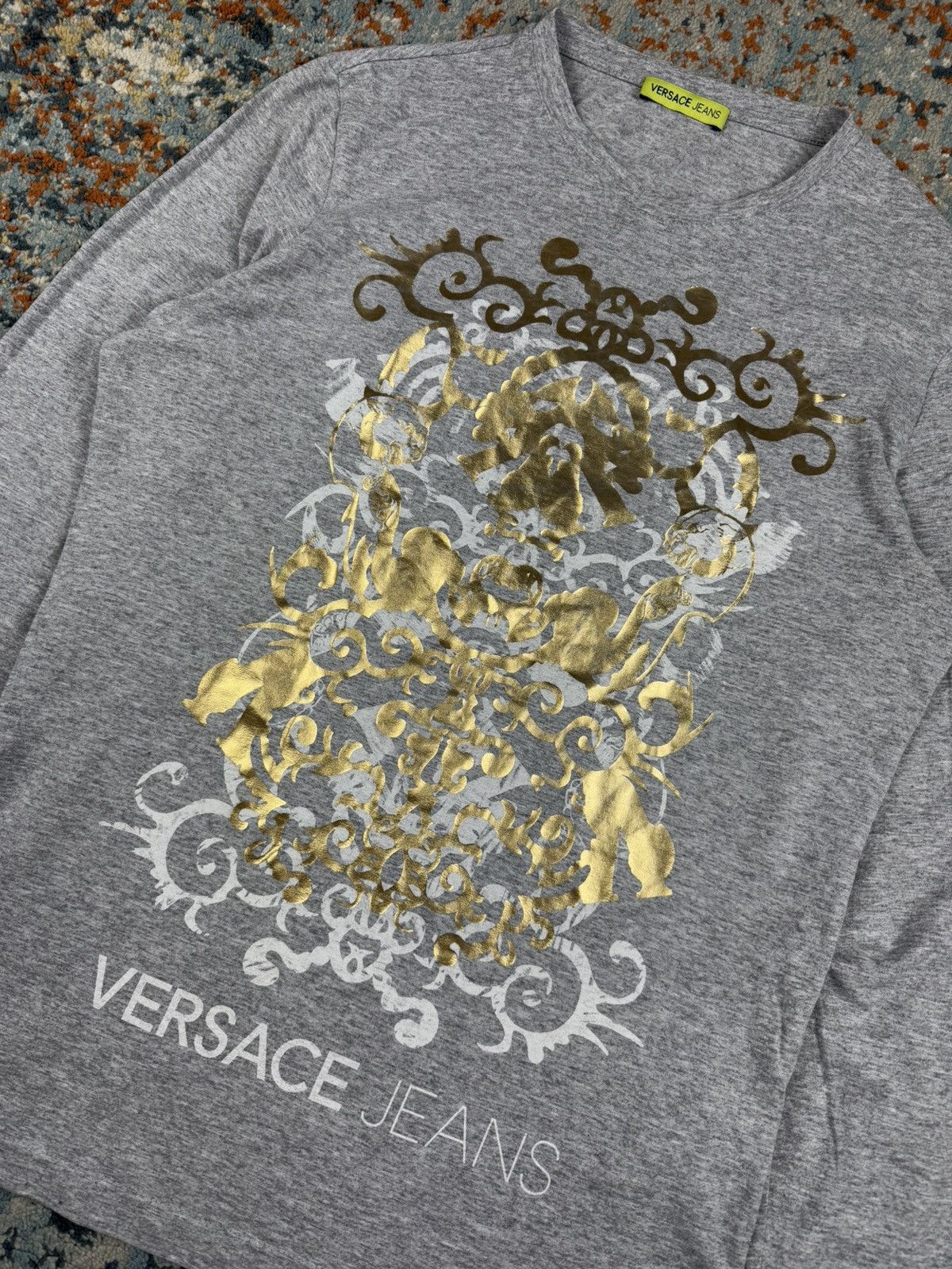Versace Jeans Couture vintage y2k Versace Jeans gold baroque print long sleeve tee Size US L / EU 52-54 / 3 - 3 Thumbnail