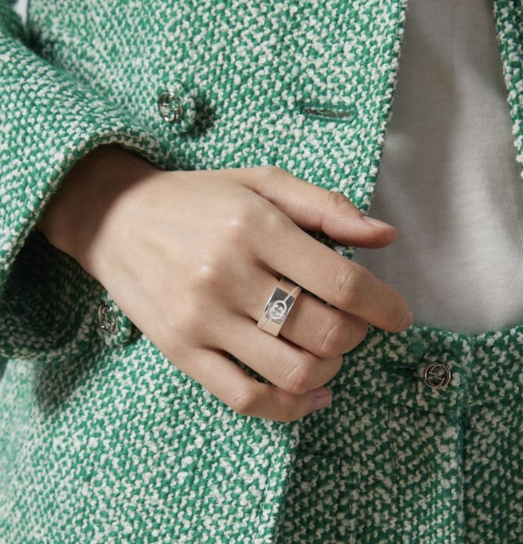 Gucci Gucci Interlocking G Silver 925 Gucci Tag Ring 774053 Size ONE SIZE - 3 Thumbnail