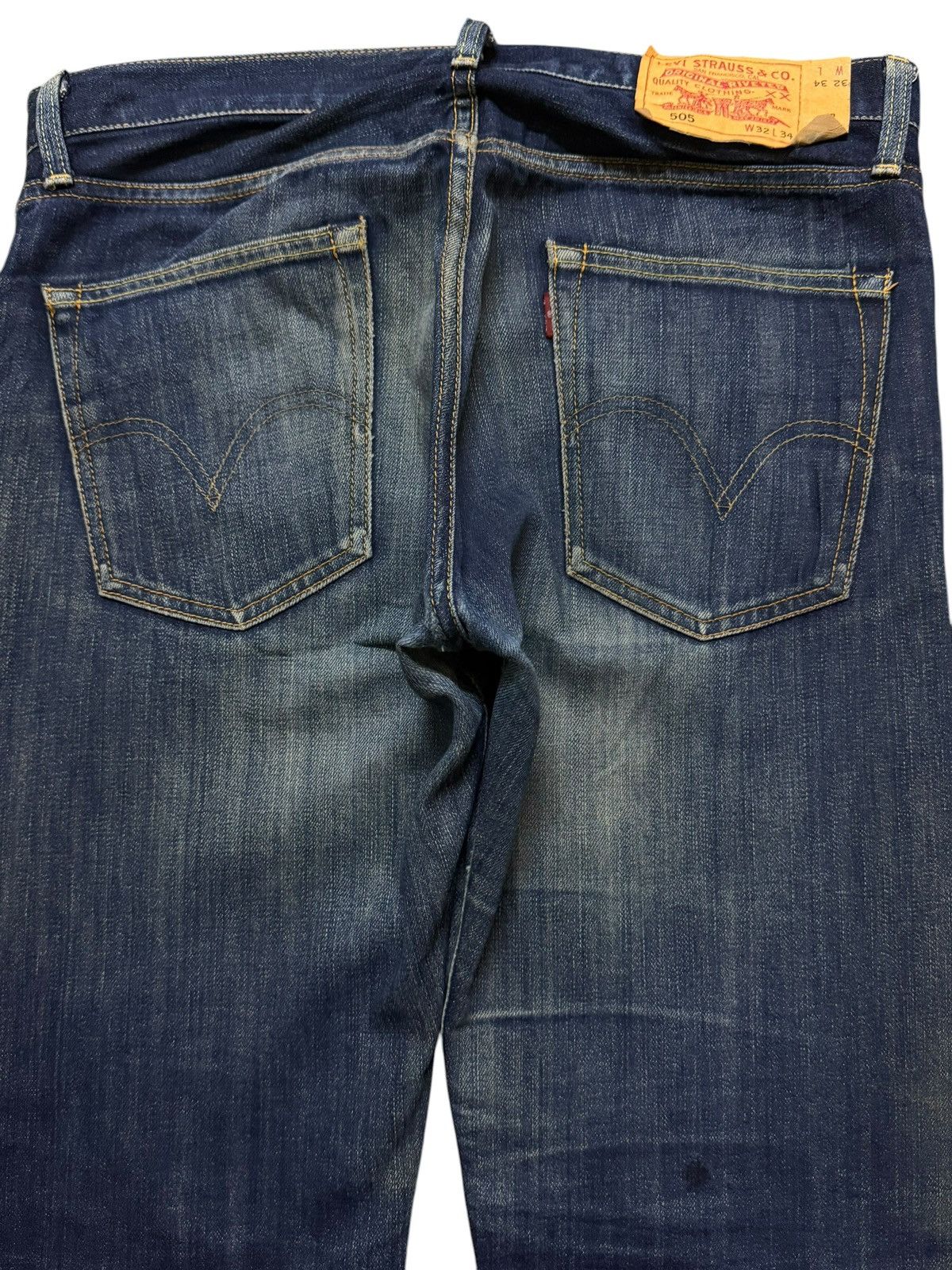 Levi's Vintage 90s Levis 505 Blue Faded Distressed Regular Straight Size US 34 / EU 50 - 4 Thumbnail