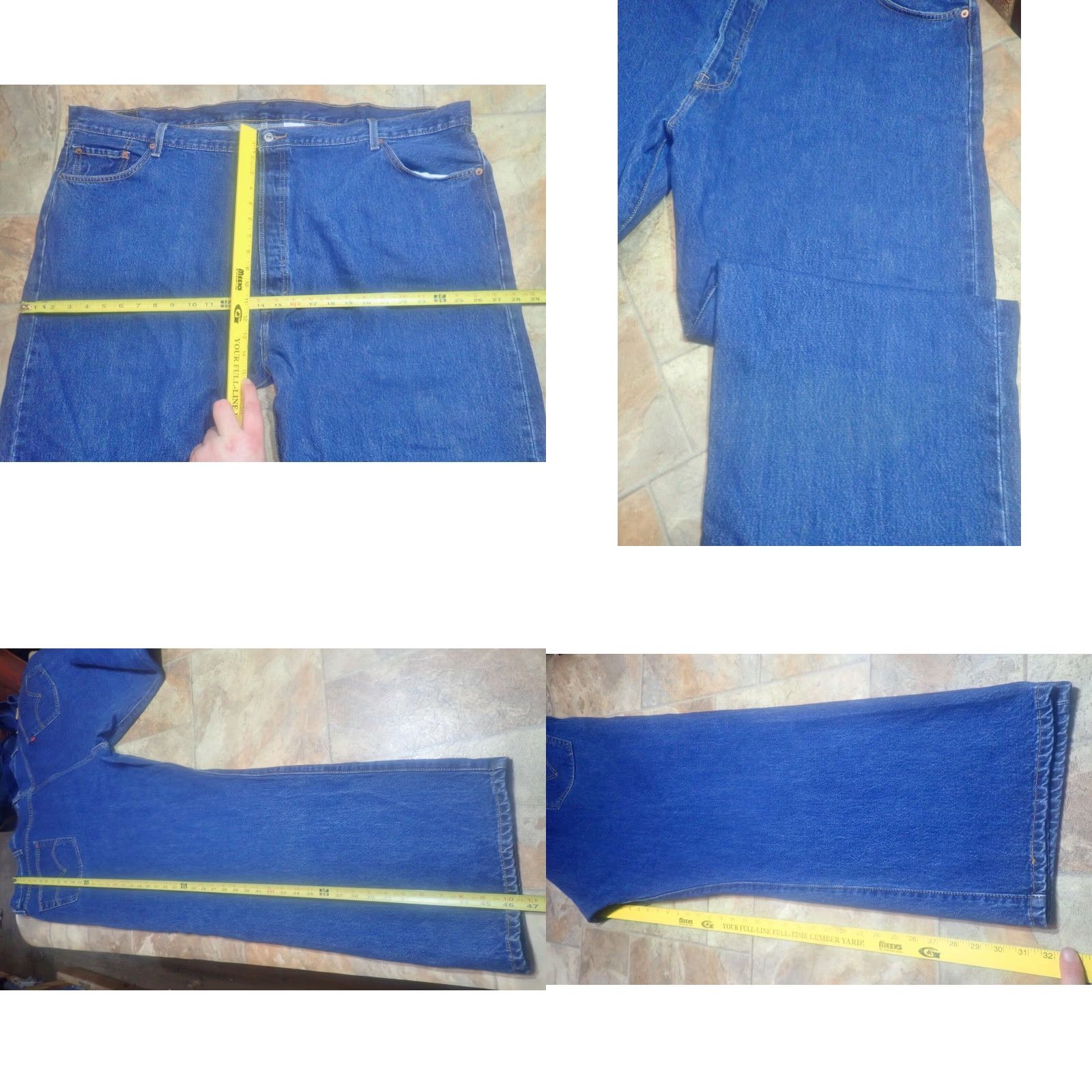 Levi's Levi's 501 Original Fit Jeans Big & Tall Adult Size 52x32 Regular High Rise Dark Blue Cotton Denim Men's Size US 36 / EU 52 - 8 Thumbnail